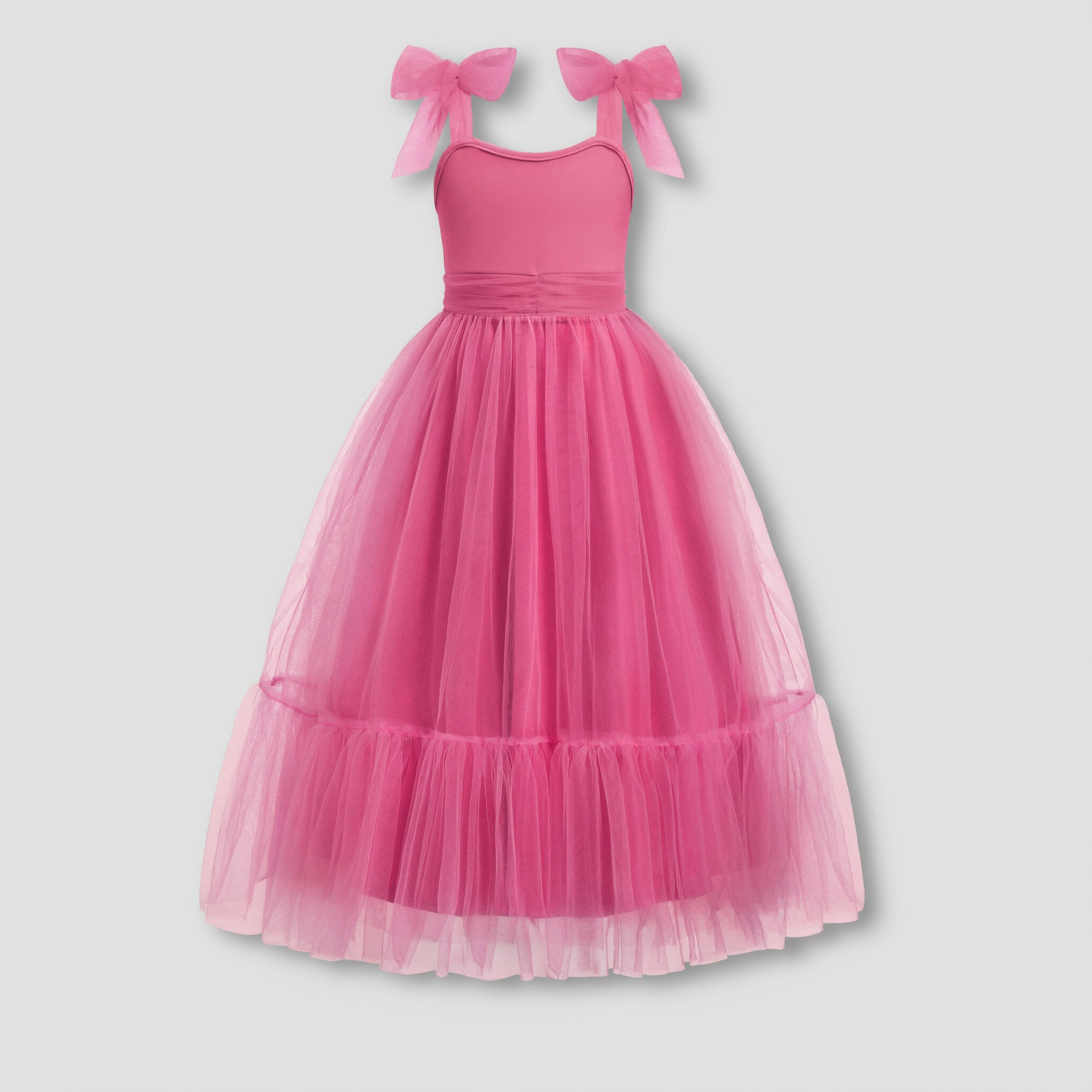 Arshiner Girl's Sleeveless Bowtie Straps Long Tulle Dress