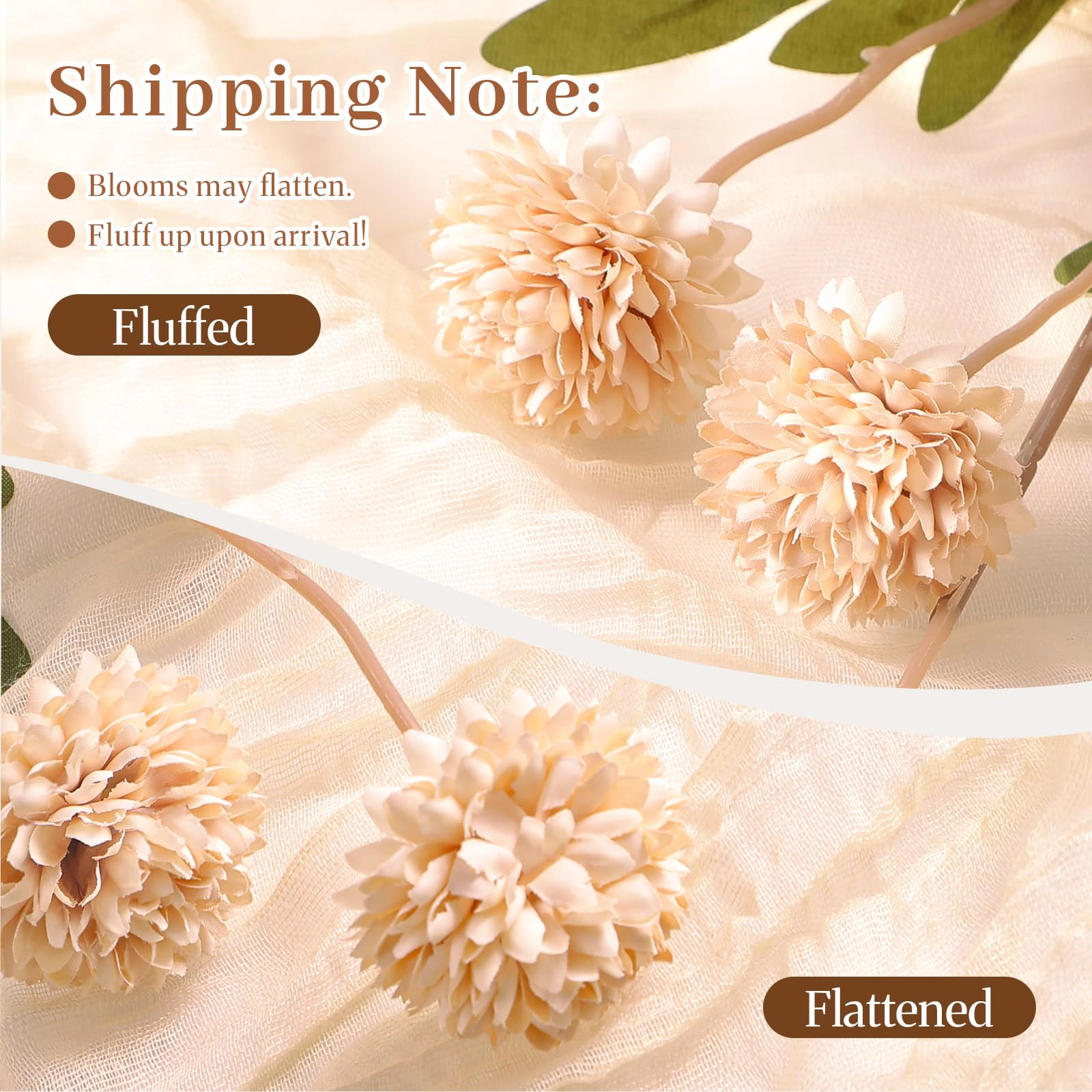 PUPWE 16 Silk Mums Artificial Fall Flowers With EucalyptFor Vase