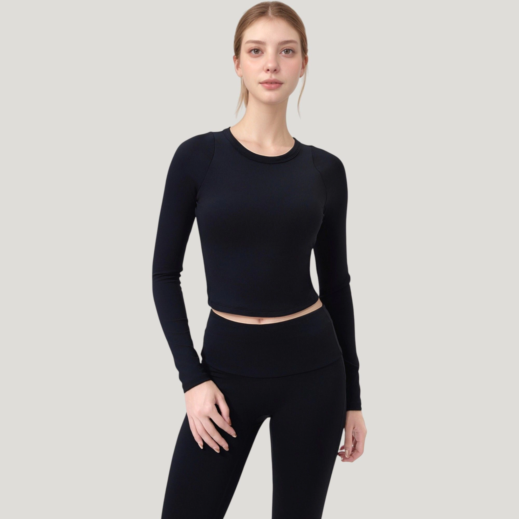 Anna-Kaci Women's Long Sleeve Cropped Sports Top with Open Back and Crisscross Strap Detail