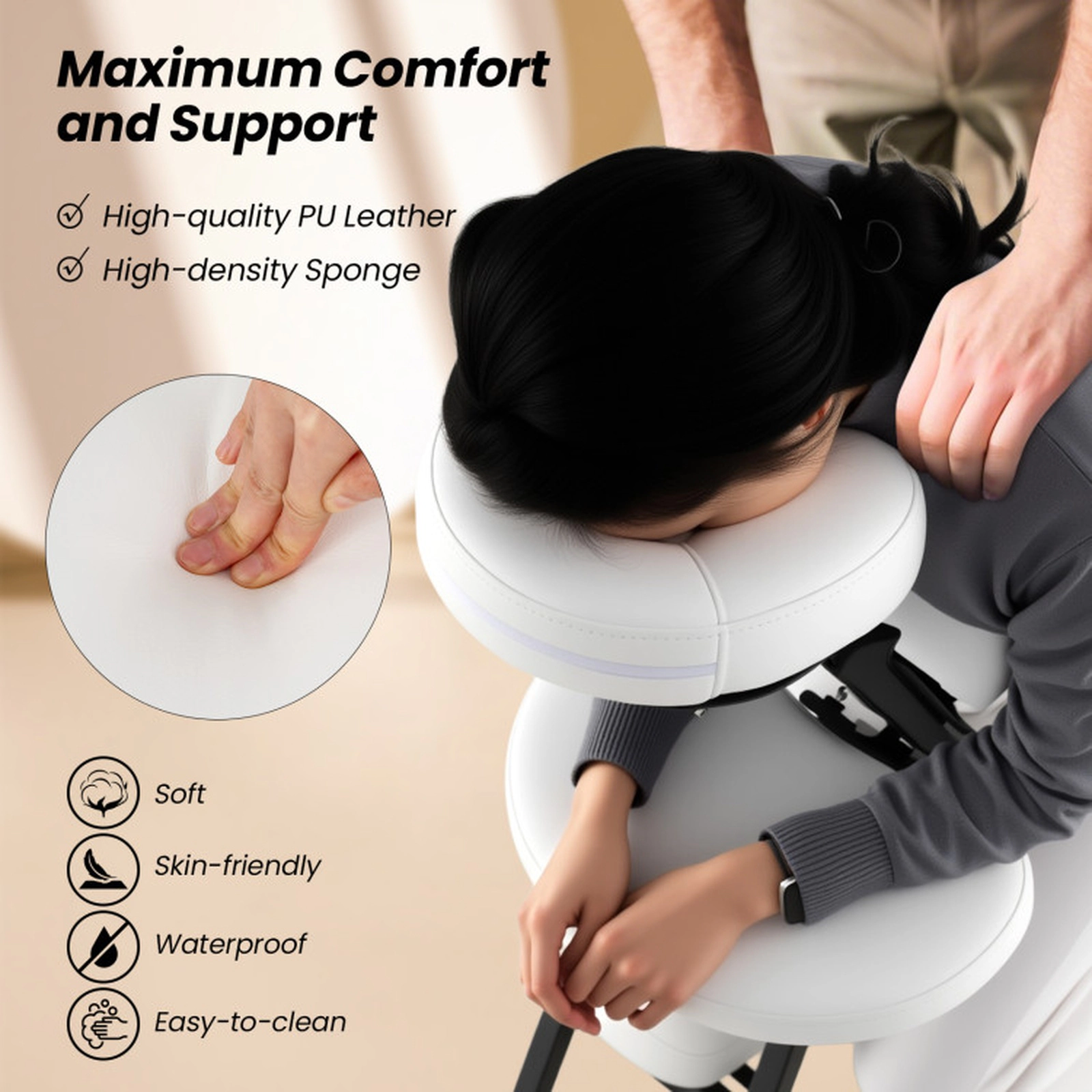 SUGIFT White Folding Portable Massage Chair with Carrying Bag 19-in W 30-in D 45-in H 350-lb Seat Capacity