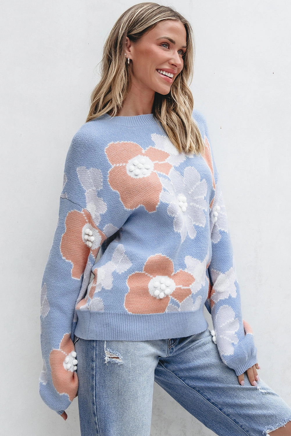 Threaded Pear Women's Zelda Drop Shoulder Knitted Sweater