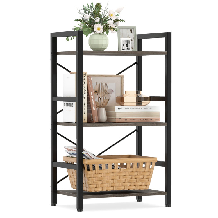Hivvago 4-Tier Bookshelf with Metal Frame and Wooden Storage Racks for Study
