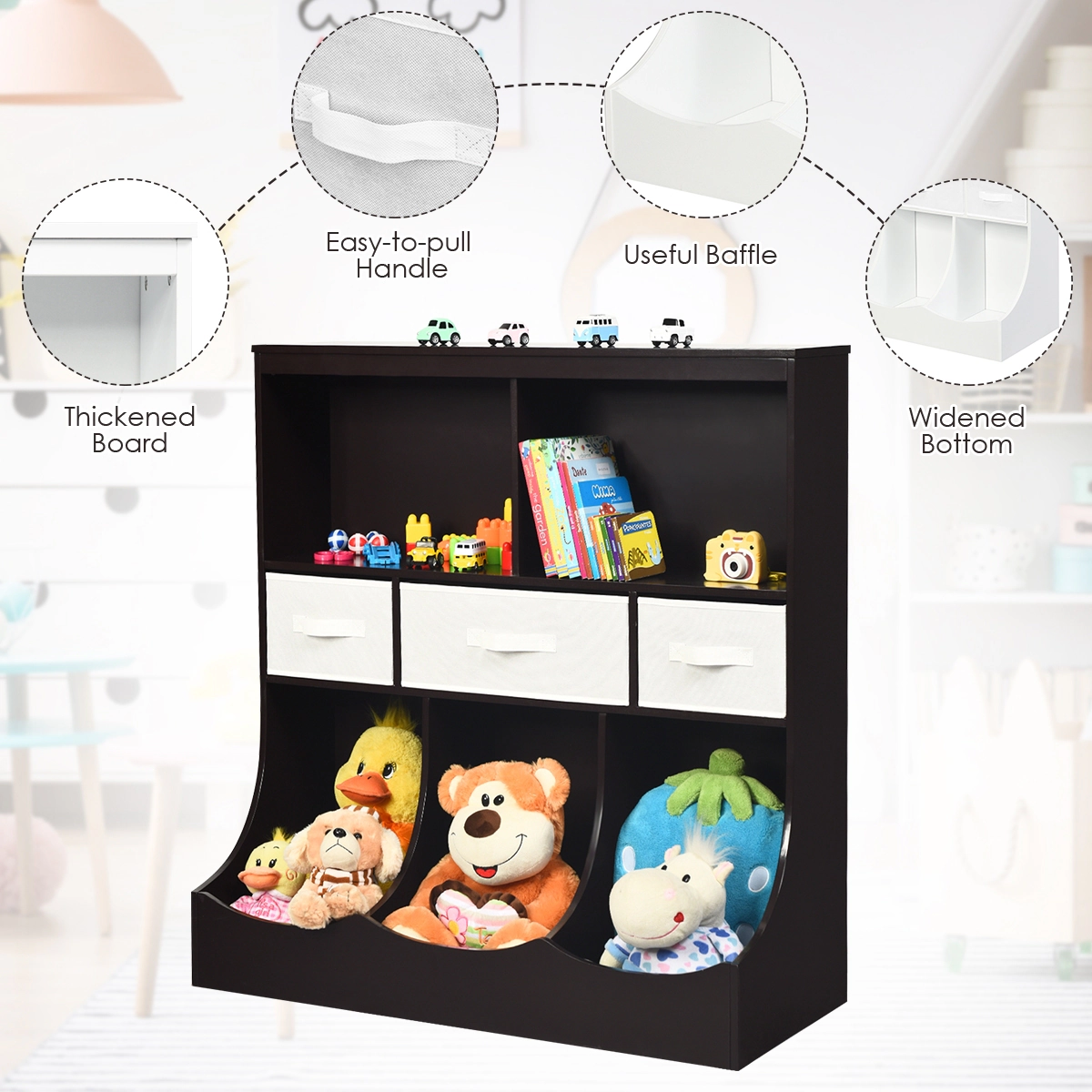 Hivvago Freestanding Storage Cabinet with 3 Baskets