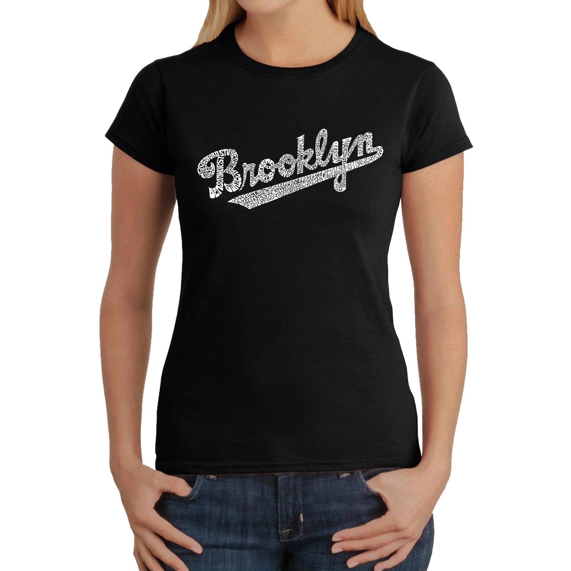 LA Pop Art Women's Word T-Shirt - Brooklyn Neighborhoods