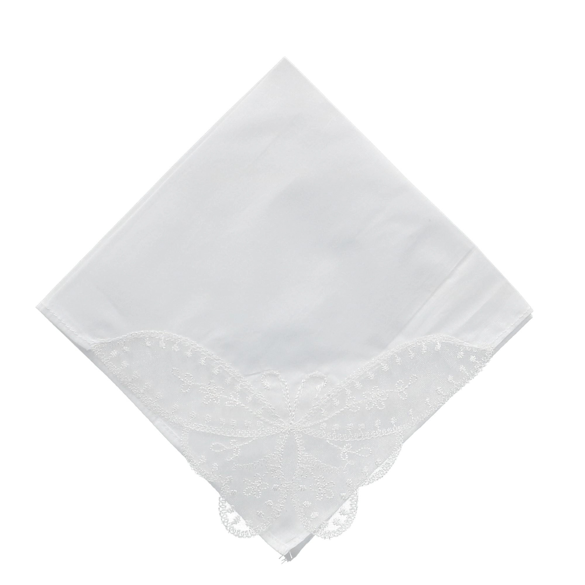 CTM Women's Butterfly Corner Lace Handkerchief
