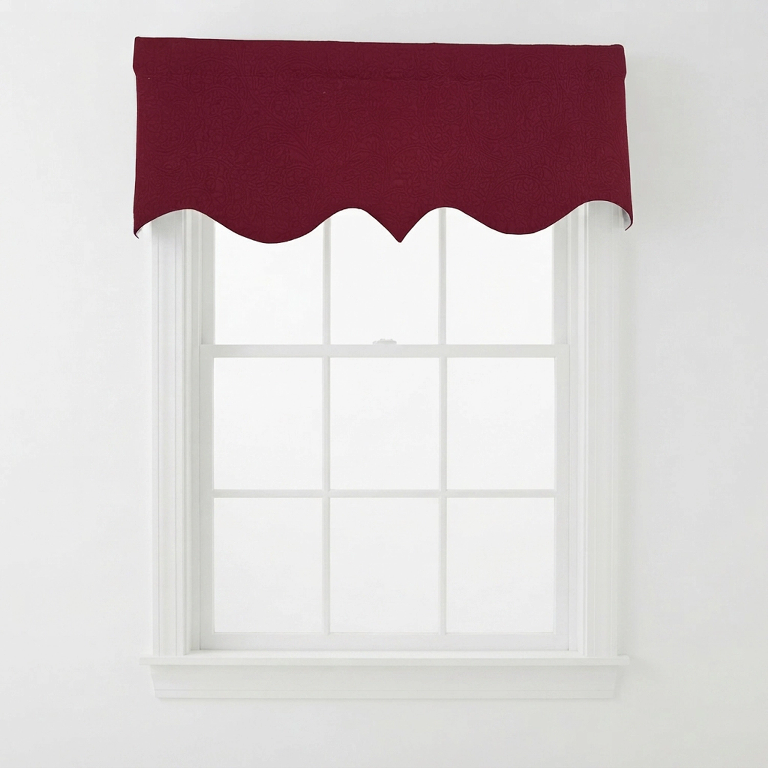 RLF Home 100% Cotton Quilted Matelassé Regal Lined Window Valance 50" x 17" Off White