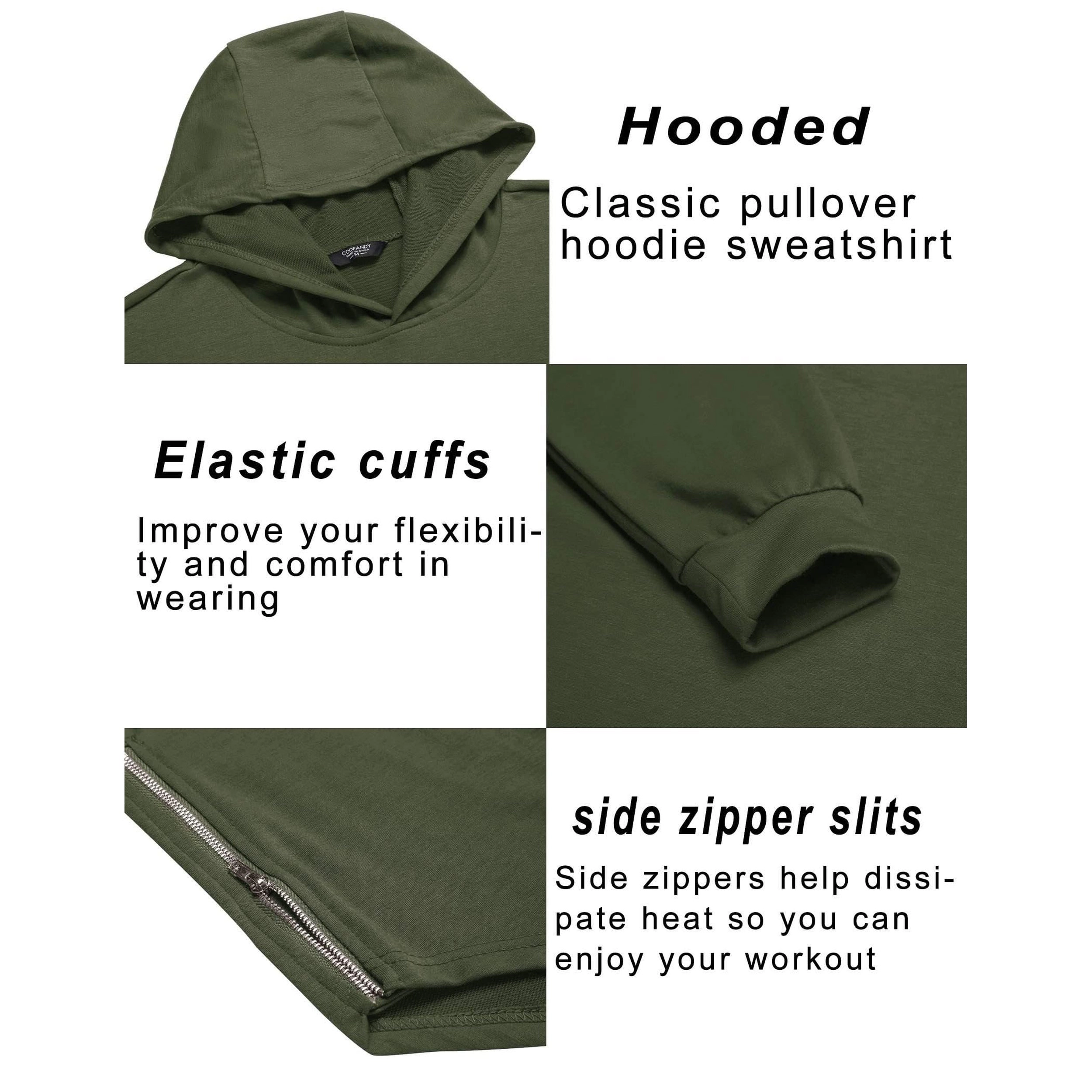 COOFANDY Men's Slim Fit Long Sleeve Hooded Gym Training Hoodie