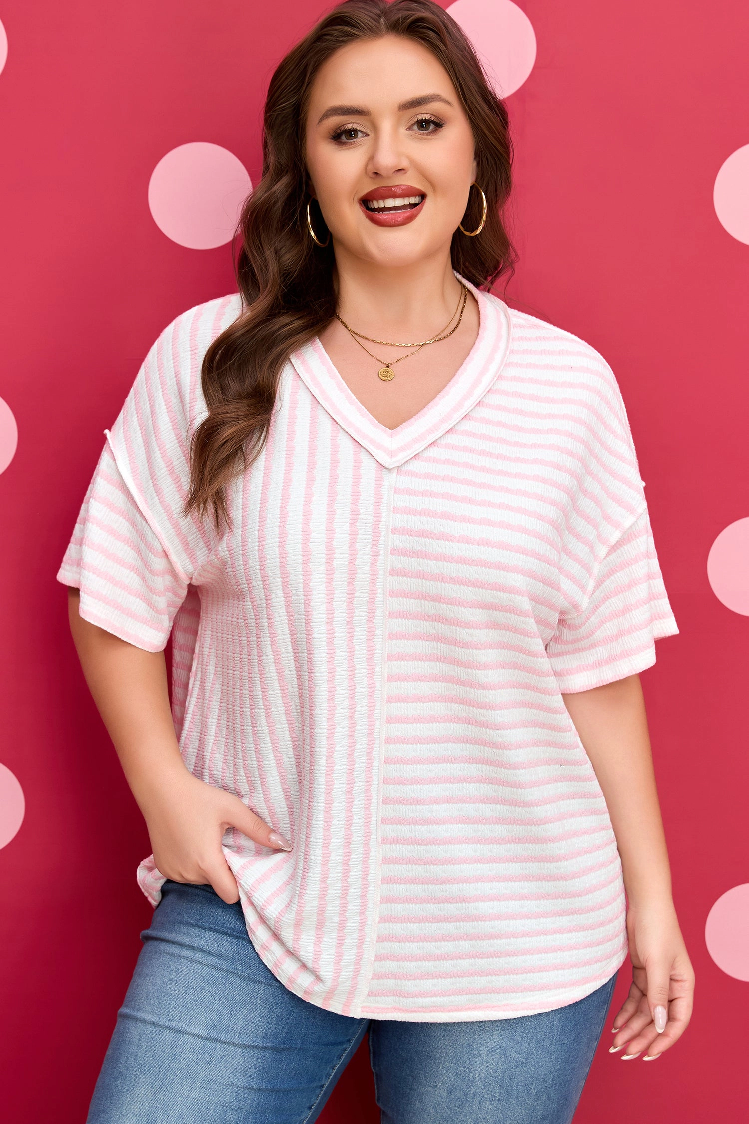 Threaded Pear Women's Nora Seam Patchwork T PLUS Shirt