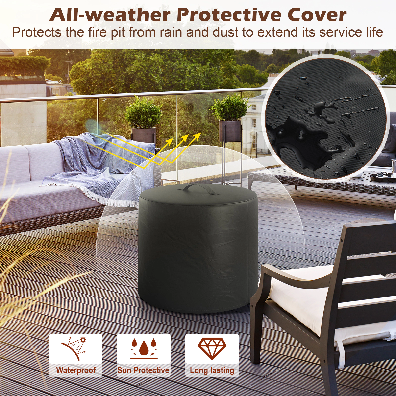 SUGIFT 19.5-in Smokeless Stainless Steel Outdoor Fire Pit with Ash Pan and Waterproof Sunproof Cover