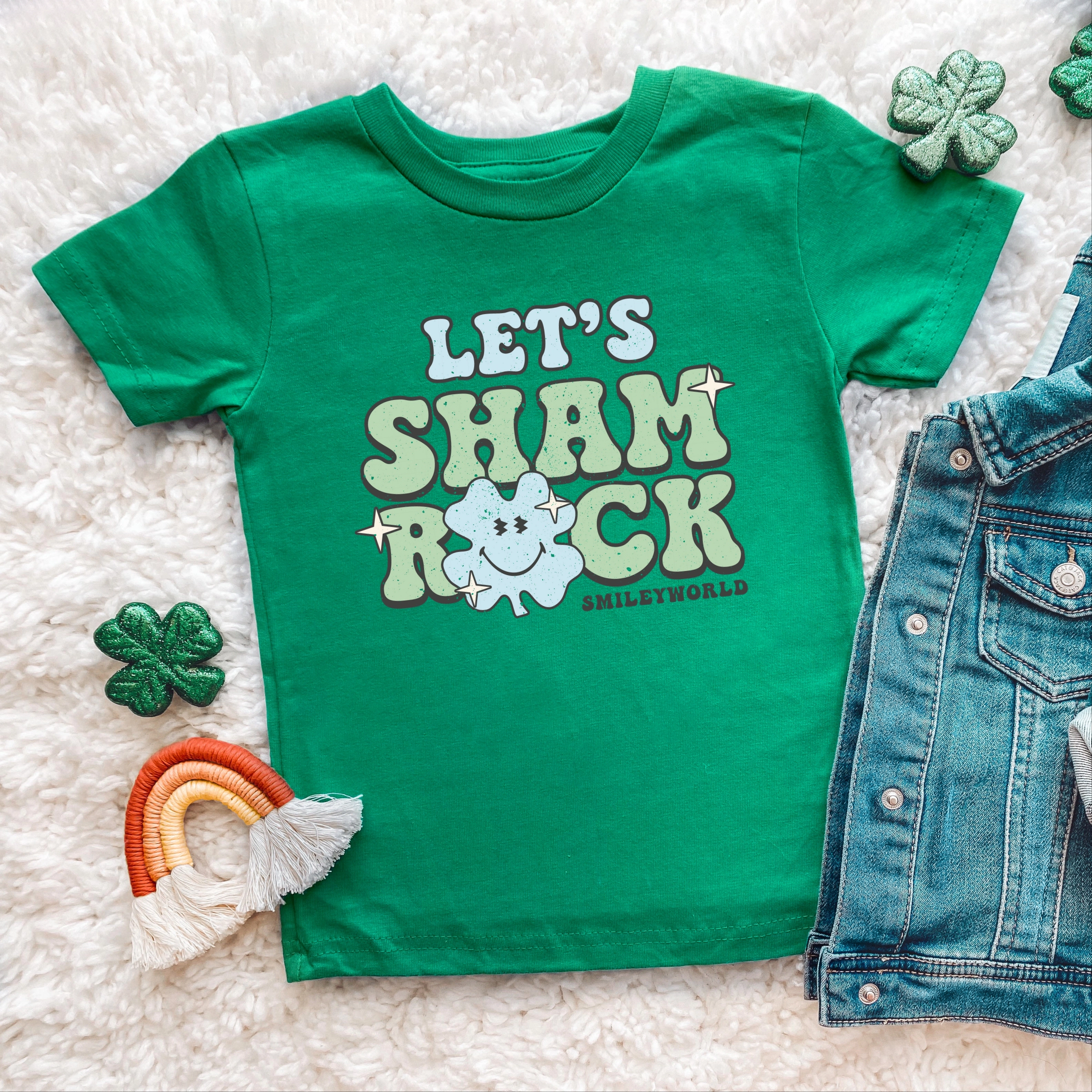 The Juniper Shop - Toddler Short Sleeve Graphic T-Shirt SmileyWorld Let's Shamrock