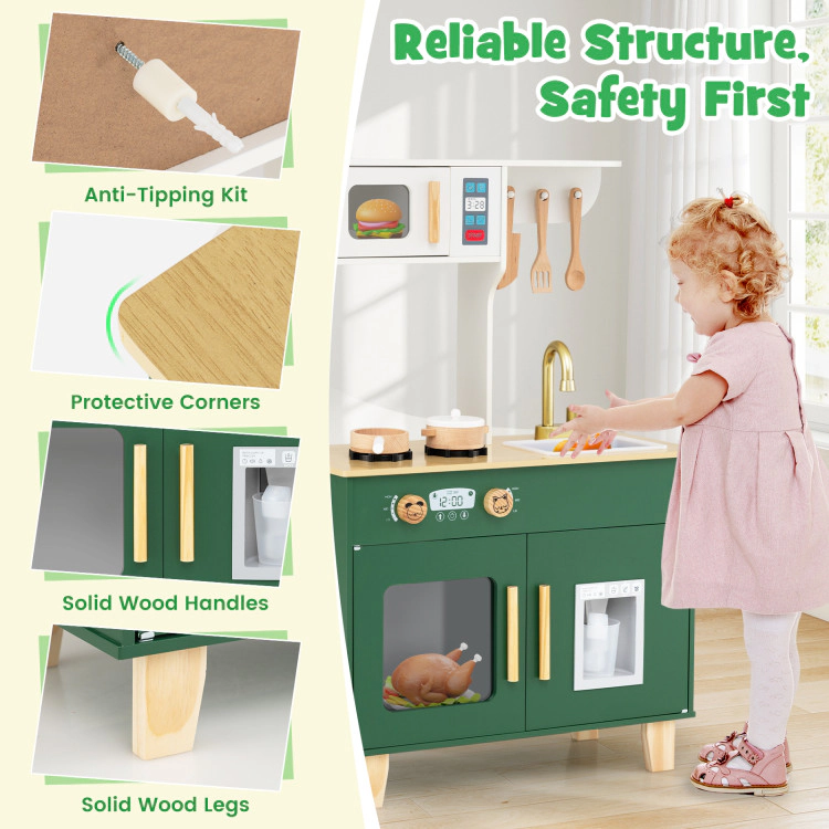 Hivvago Kids Play Kitchen with Microwave and Rotation Knobs for Girls Boys Aged 3-6