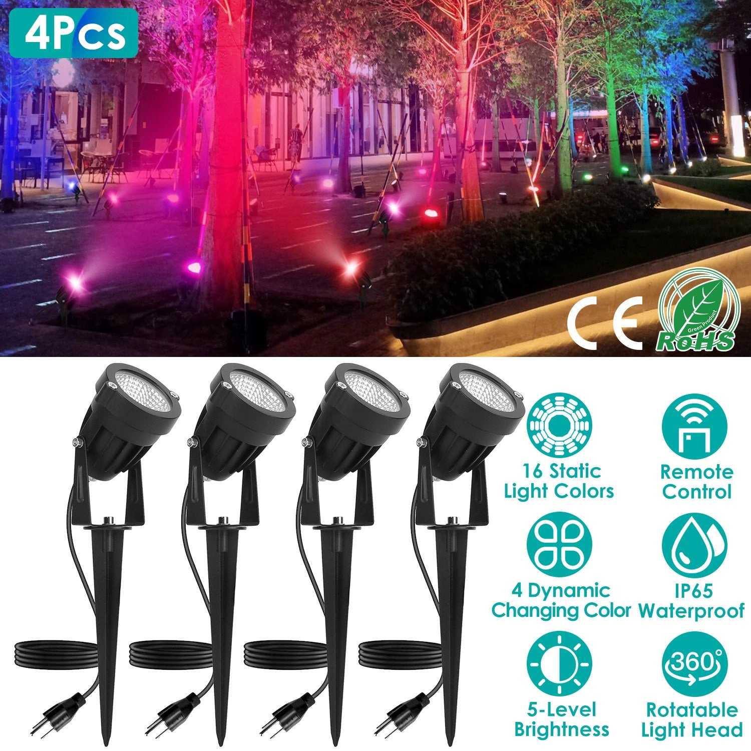 GBruno RGBW Color Changing Landscape Spotlight 4-Pack