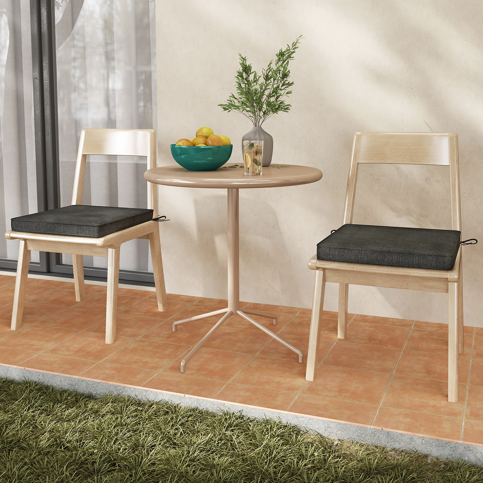 LJG Outdoor Chair Cushion Set of 2 Waterproof Fade-Resistant Olefin Seat Cushions