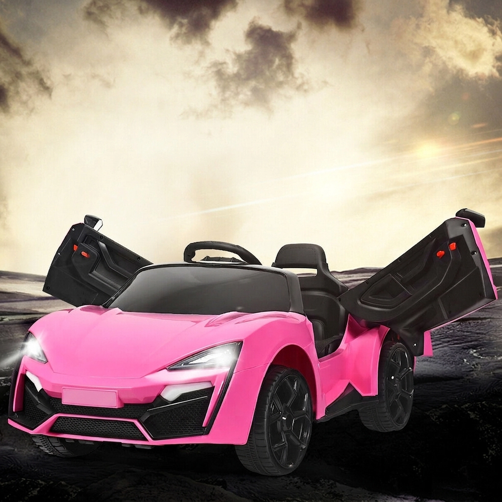 12V Kids Ride On Car Pink Toddler Electric Vehicle 2.4G Parent Remote 3 Forward Speeds Spring Suspension Safety Belt