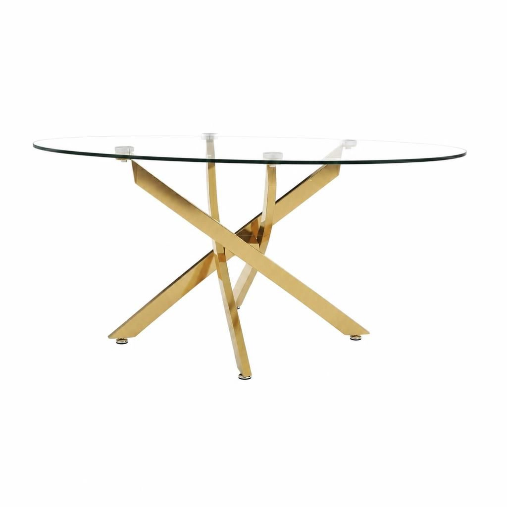 GOODSILO Low Profile Rectangular Dining Table with Glass Top