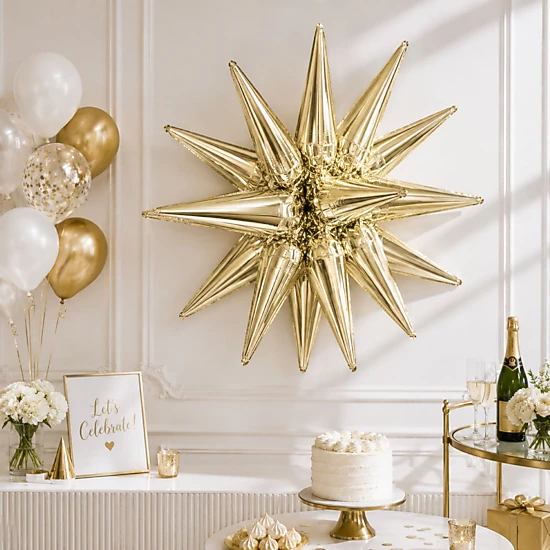 LoonBalloon 35 in Gold Magic Star Air-Fill Foil Balloon, Color: Gold ...