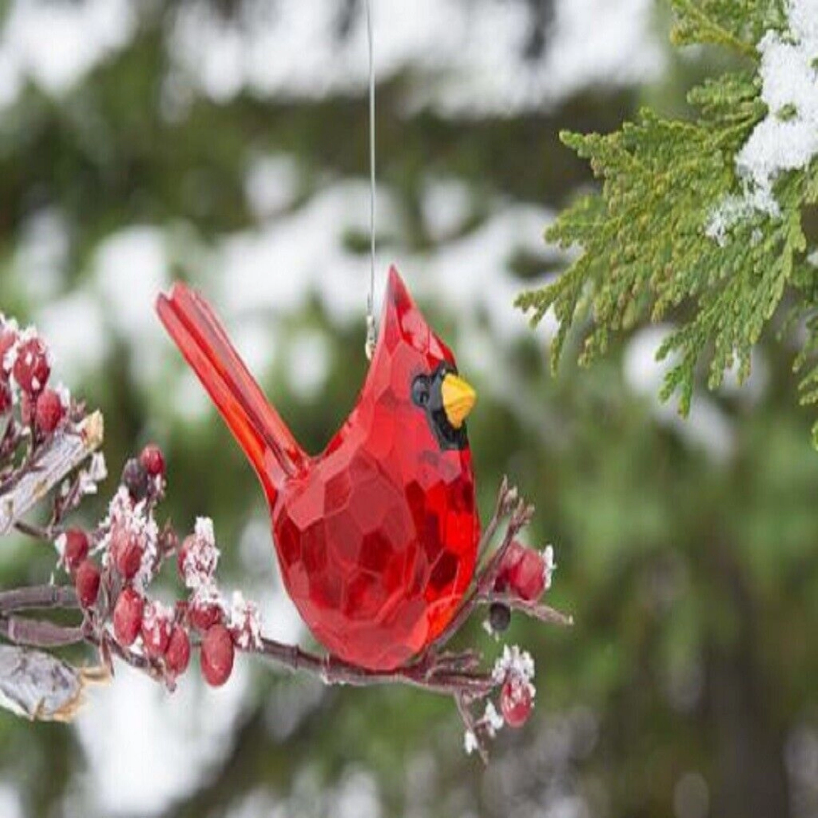 Ganz Red Elegant Cardinal Acrylic Christmas Tree Ornament