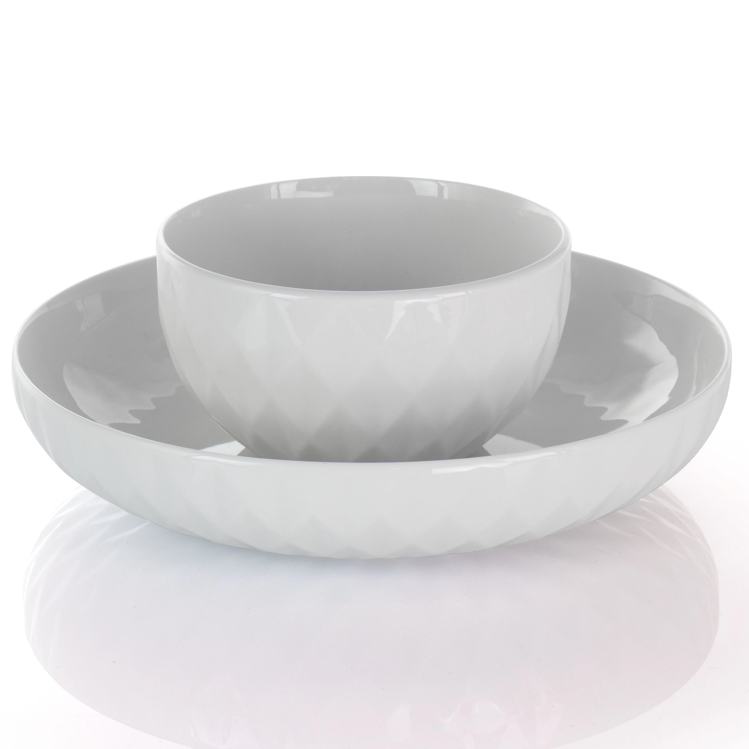 Elama Sienna 18 Piece Porcelain Dinnerware Set in White