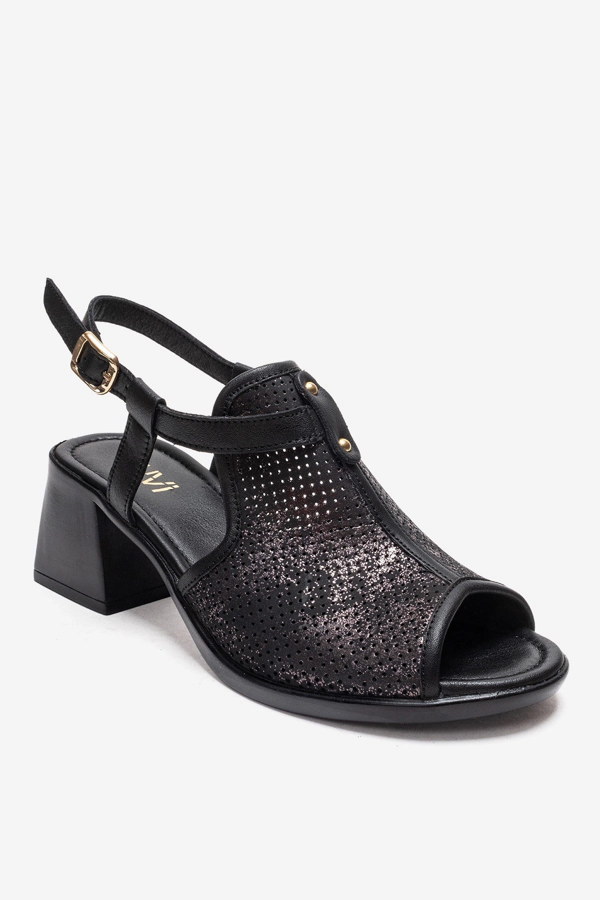 Forever & Always Womens Janelle Leather Block Heel Sandal
