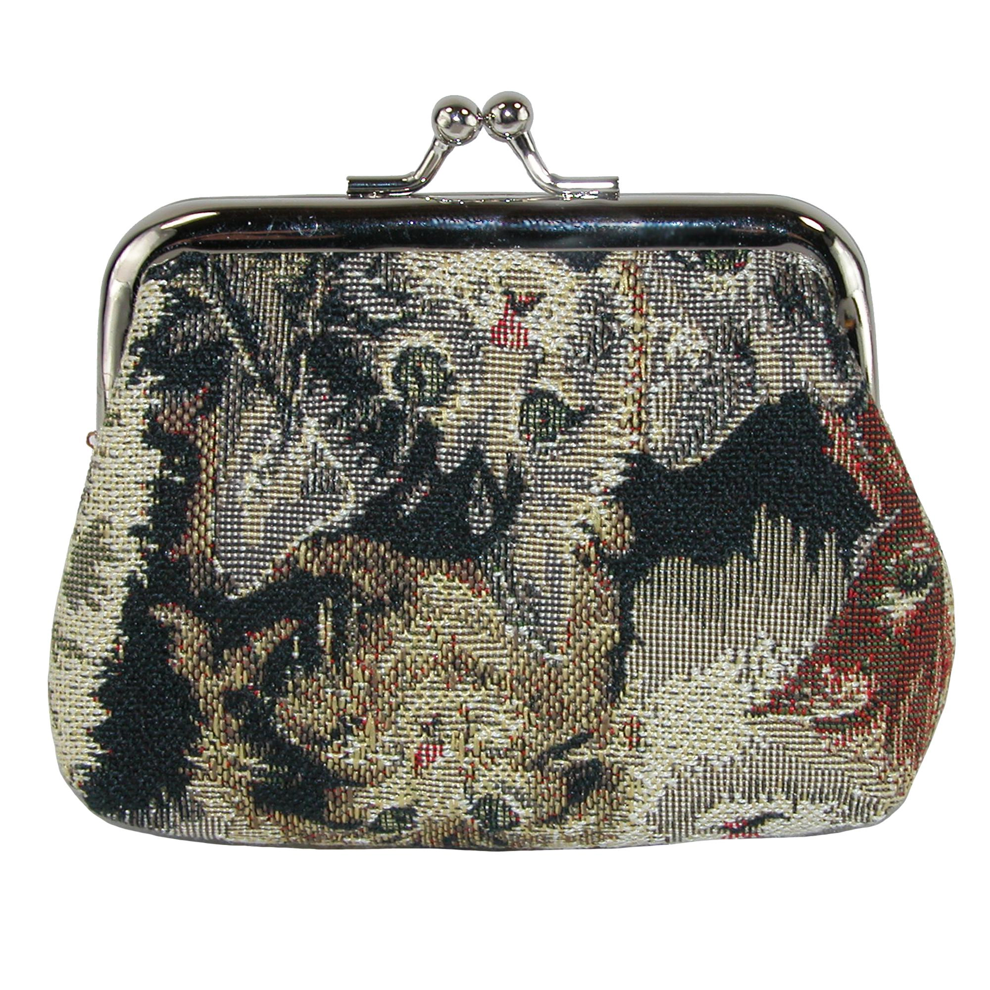 CTM® Women's Cat Print Tapestry Glasses Case and Coin Purse Set