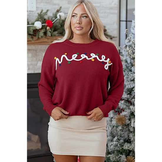 Threaded Pear Women's Jade Christmas Drop Shoulder Sweater