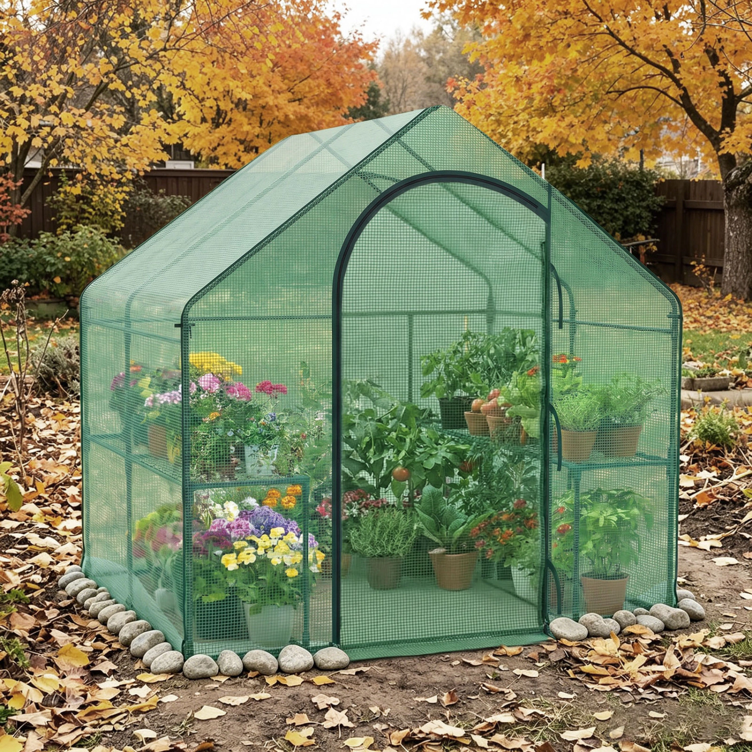LJG Portable Outdoor Warm House with PE Cover and Roll-up Zippered Door