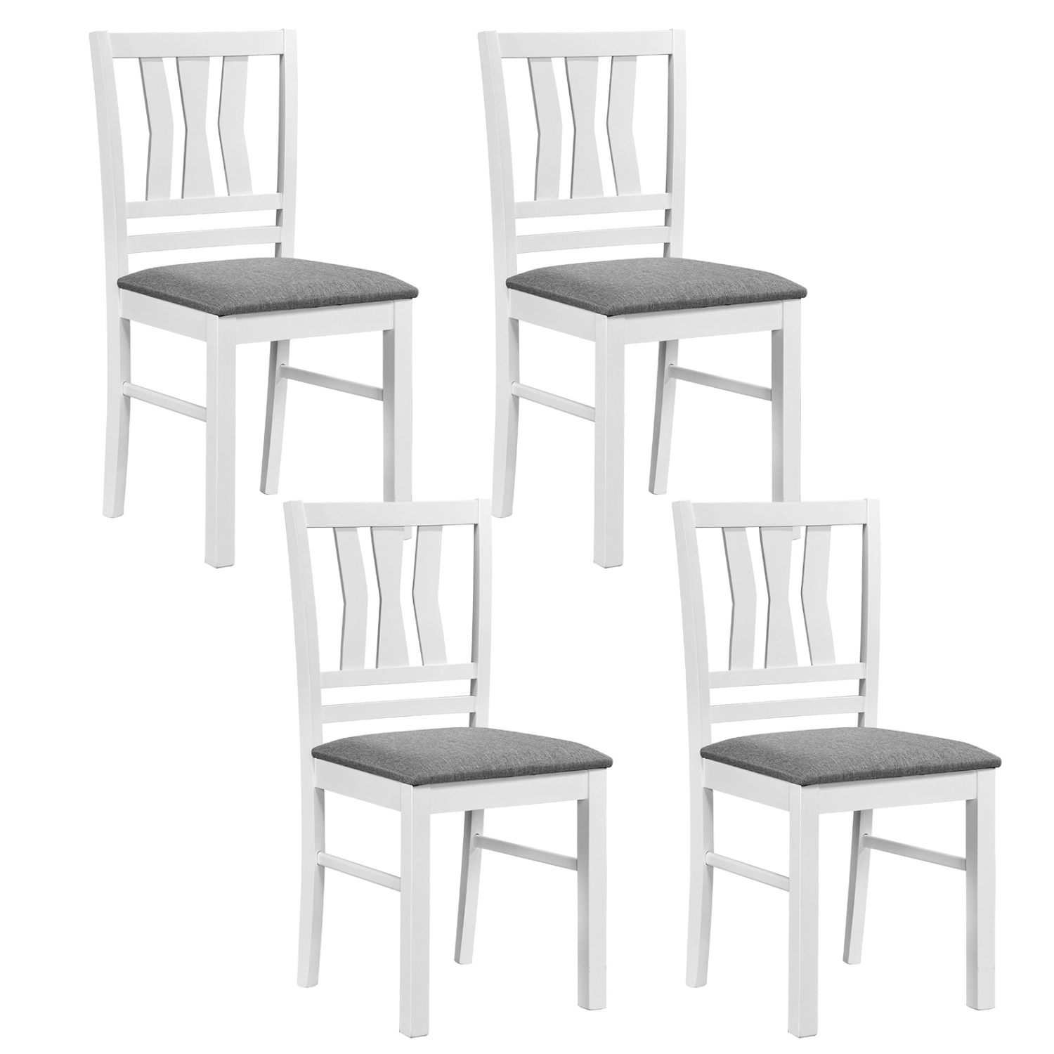 LJG Set of 4 Linen Style Upholstered Kitchen Chairs with