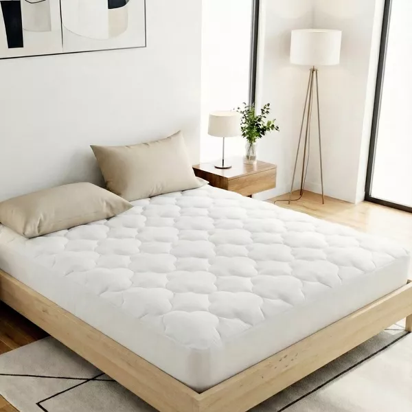 Comfety Waterproof Mattress Pad, Soft Hypoallergenic Bamboo Viscose Fitted Mattress Cover, Breathable Cooling Cover