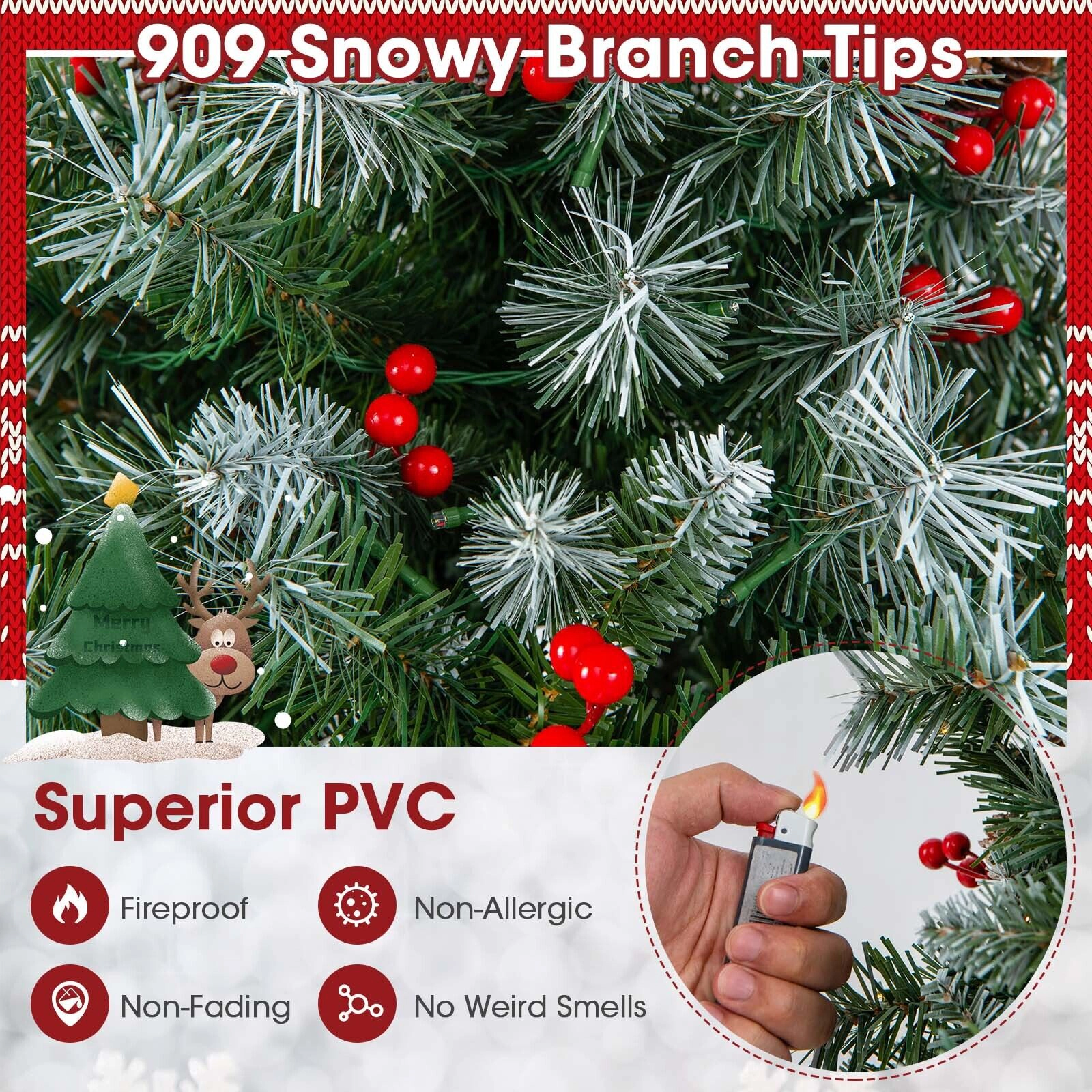 SlickBlue Artificial Christmas Tree with Warm White LED Lights