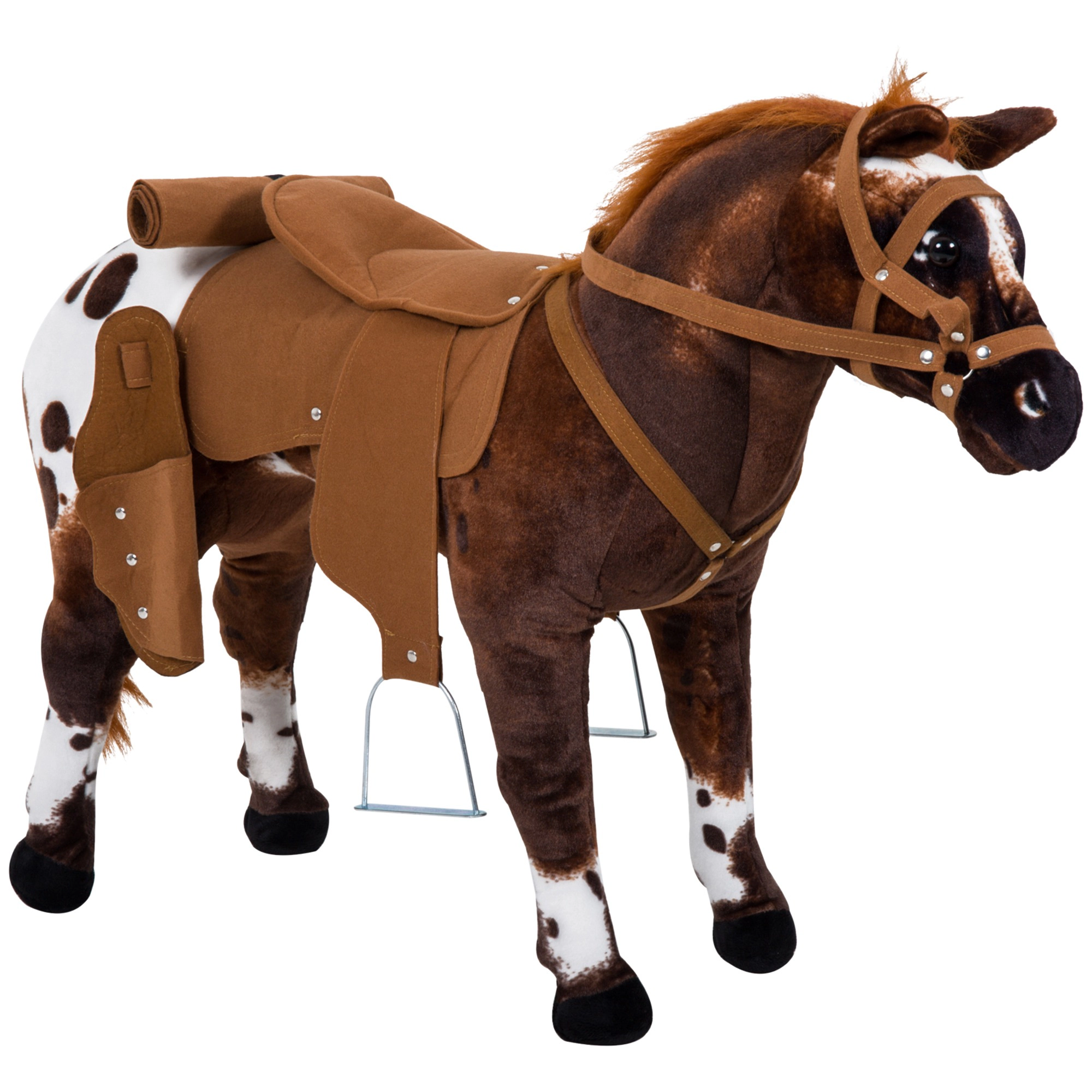 HONGGE Plush Rocking Horse Toy with Neighing & Galloping Sounds, Padded Seat, Holds up to 110 lbs, Ages 3+