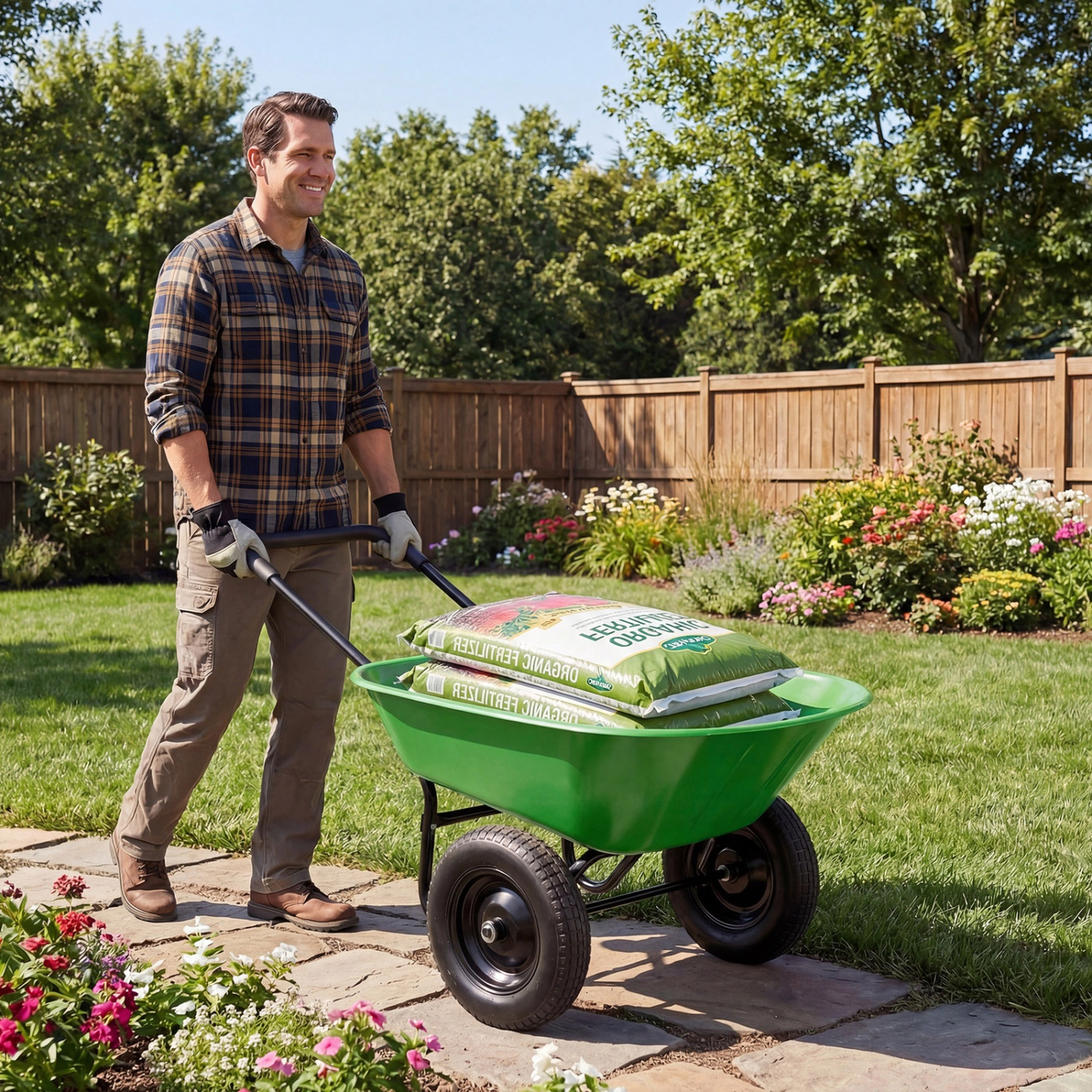 SUGIFT 2 Tire Heavy Duty Dolly Utility Cart Light Green Garden Wheelbarrow