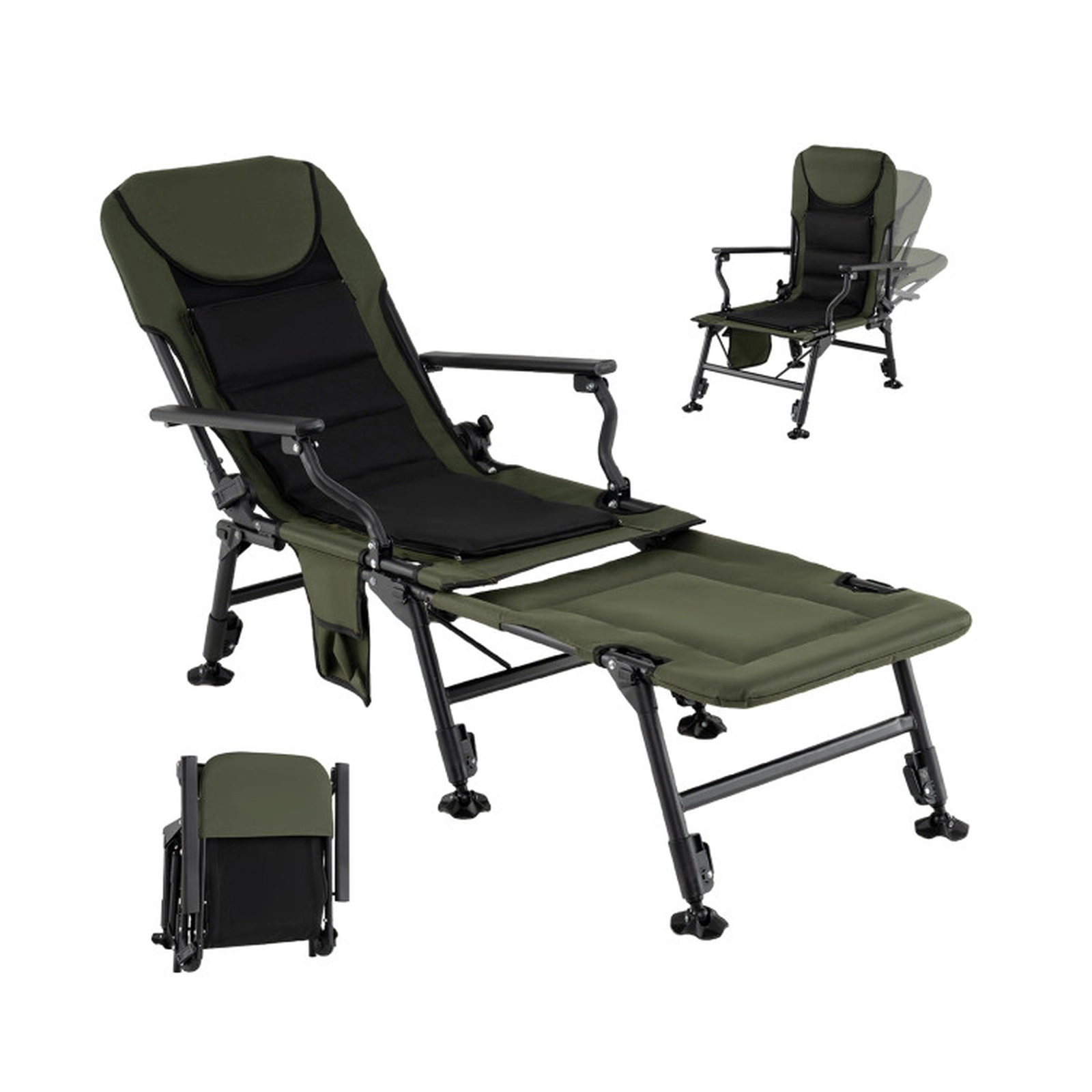 SUGIFT Green Oversized Folding Fishing Chair with Detachable Footrest 24-in W 46-in D 330-lb Chair Capacity