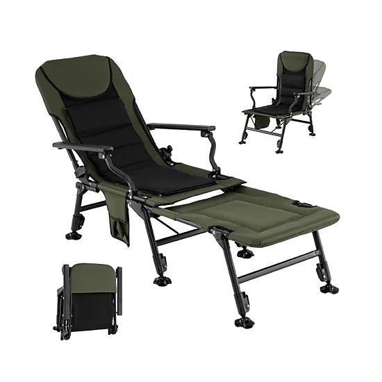 SUGIFT Green Oversized Folding Fishing Chair with Detachable Footrest 24-in W 46-in D 330-lb Chair Capacity