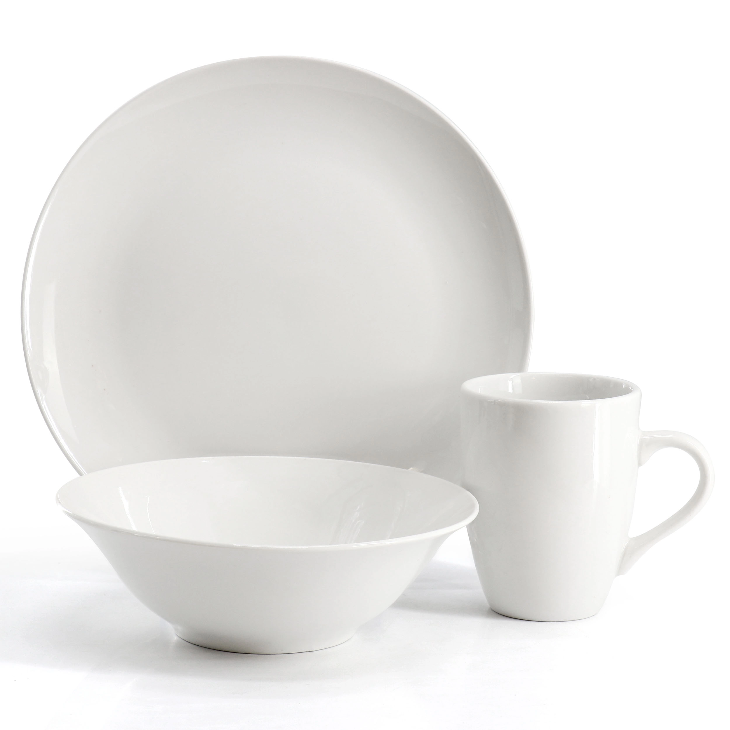 Gibson Home Wintercap 12 Piece Fine Ceramic Dinnerware Set in White
