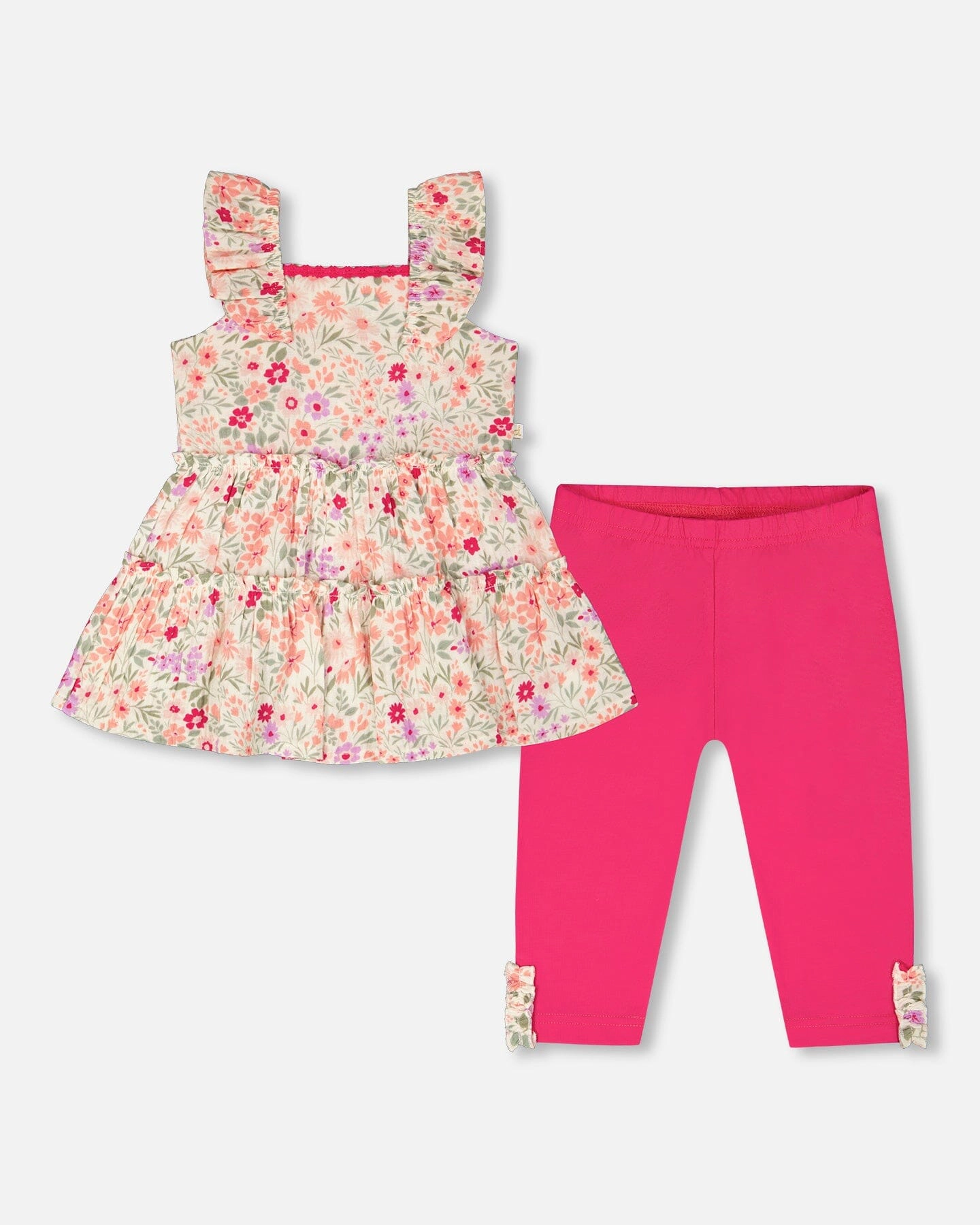 Deux par Girls Tunic and Organic Cotton Capri Set Printed Flowers