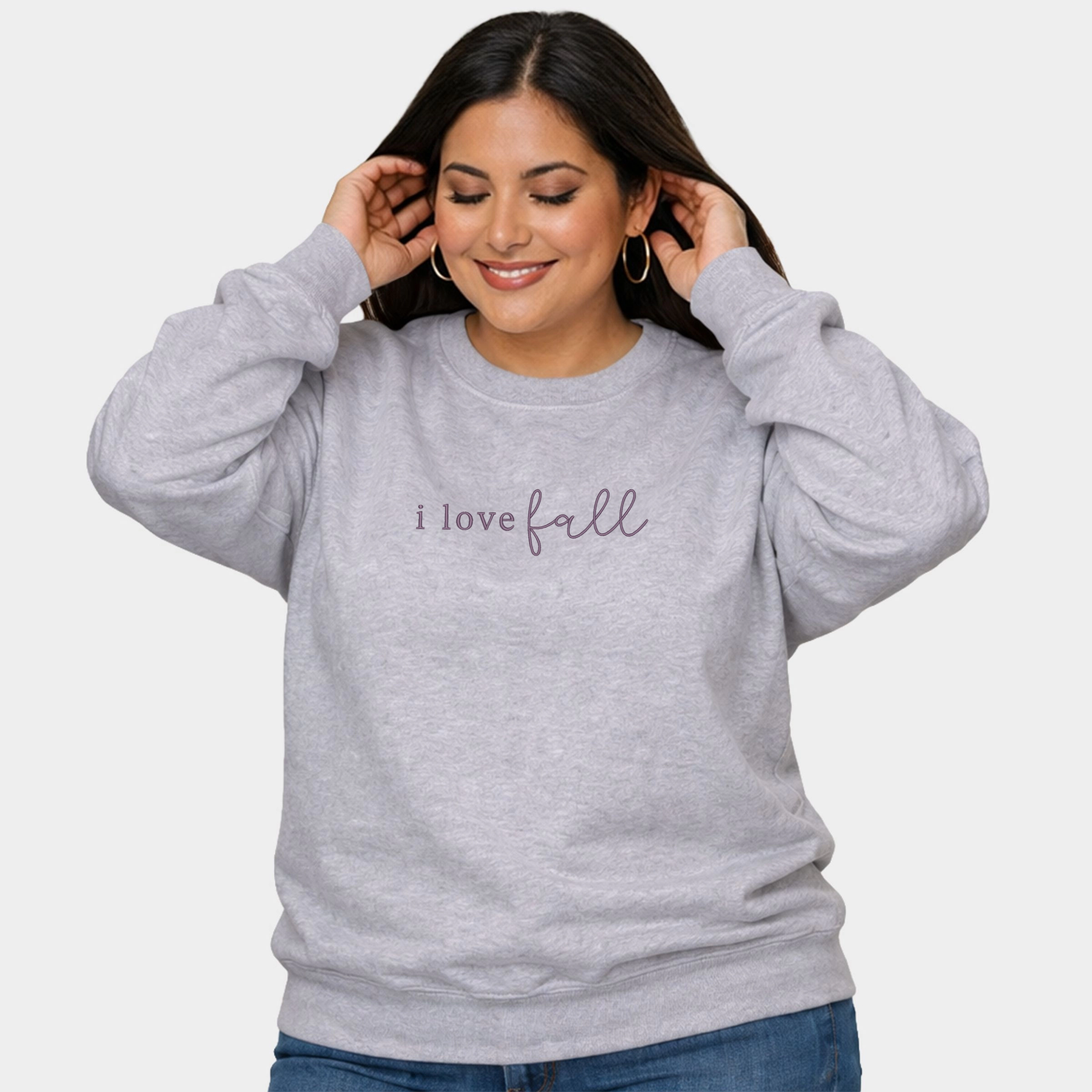 Simply Sage Market - Embroidered I Love Fall  Women's Plus Sized Graphic Sweatshirt