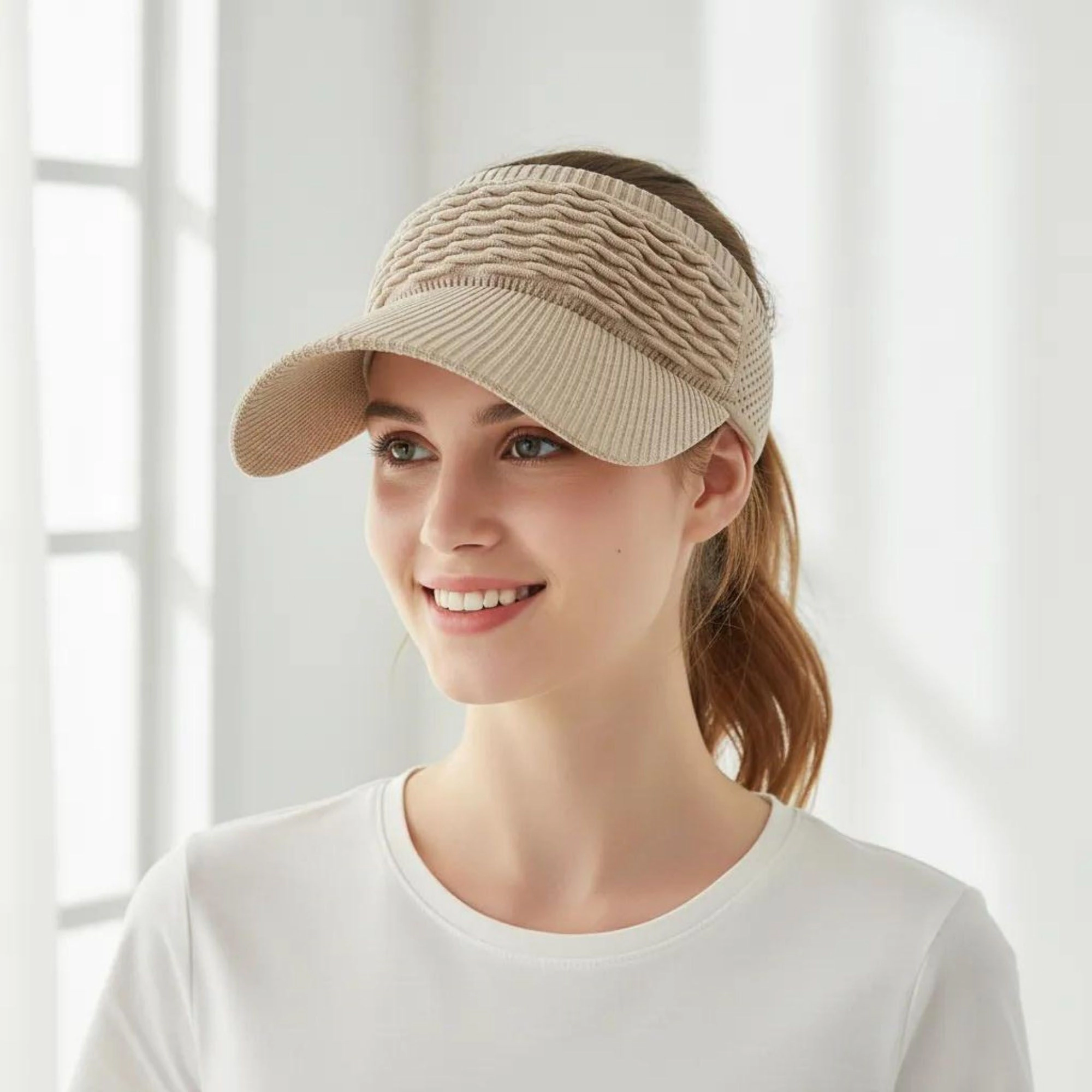 Anna-Kaci Women's Knit Visor Hat Breathable Stretch Sun Cap Lightweight Athletic