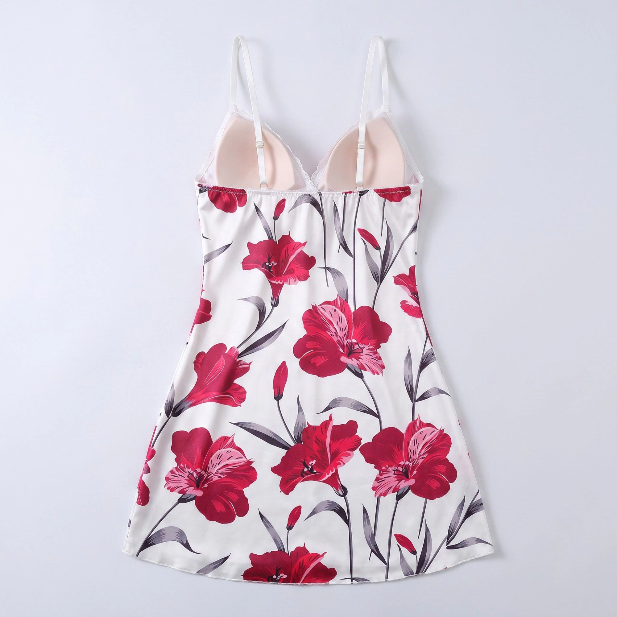 Anna-Kaci Women's Floral Satin Lace Chemise Nightgown