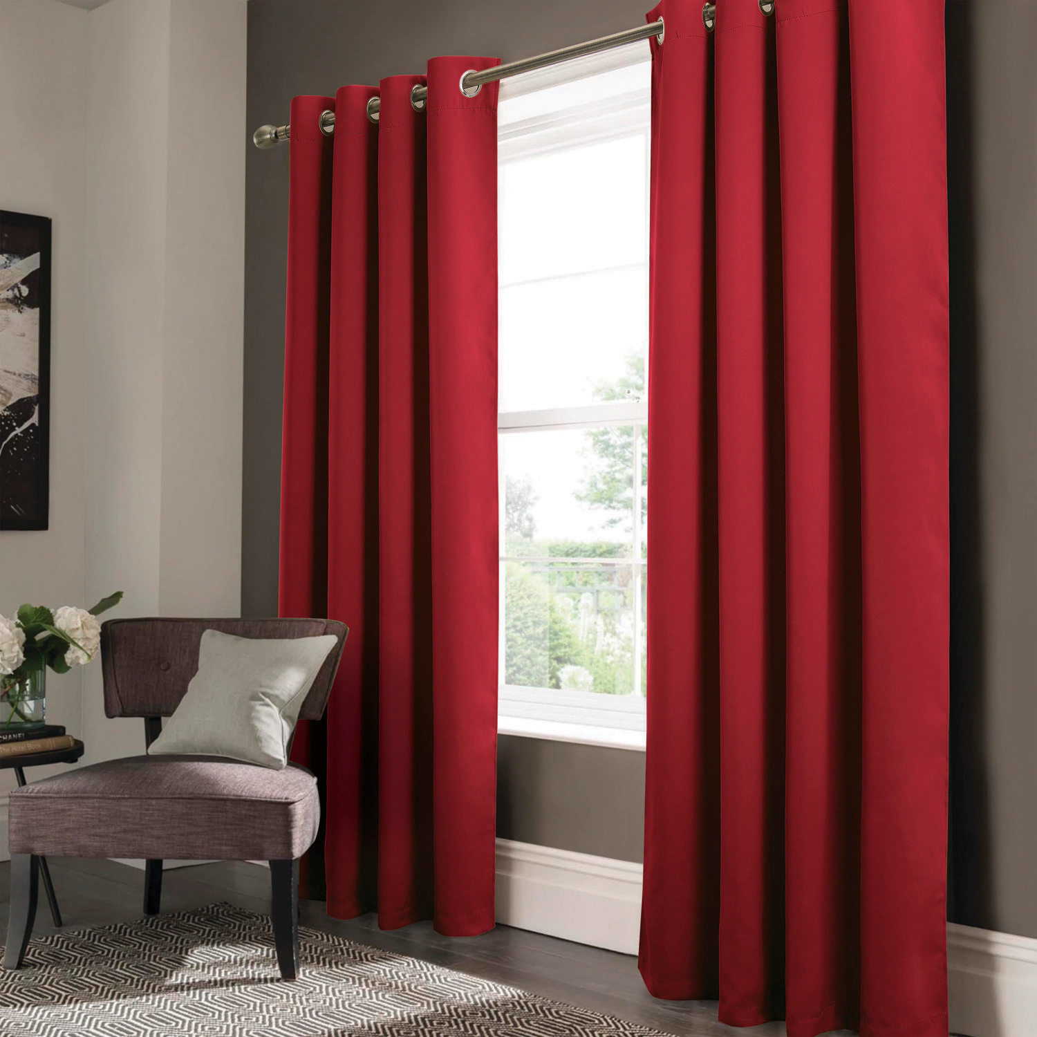 RT Designers Anchorage Blackout Grommet Window Curtain Panel for Bedroom 54 x 84 Red