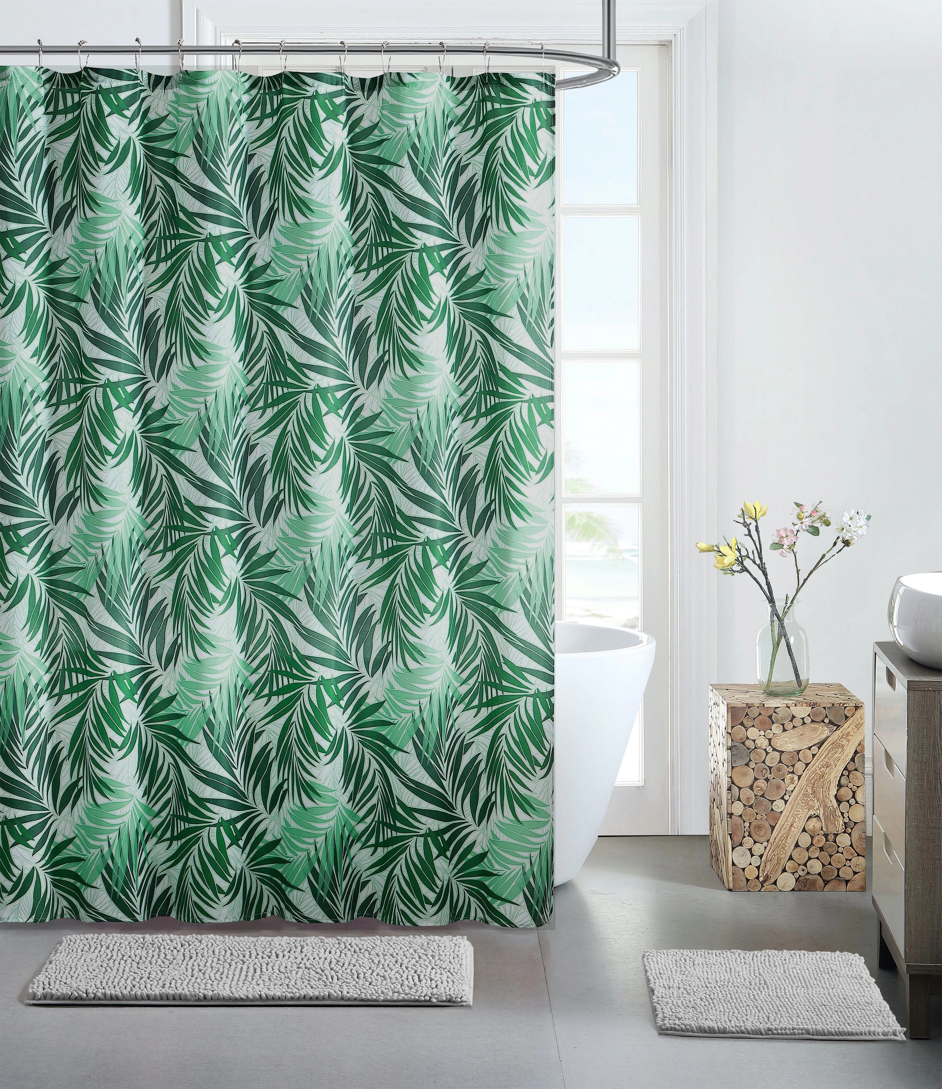 Kate Aurora Giselle Square Textured Spa Retreat Fabric Shower Curtain - Standard