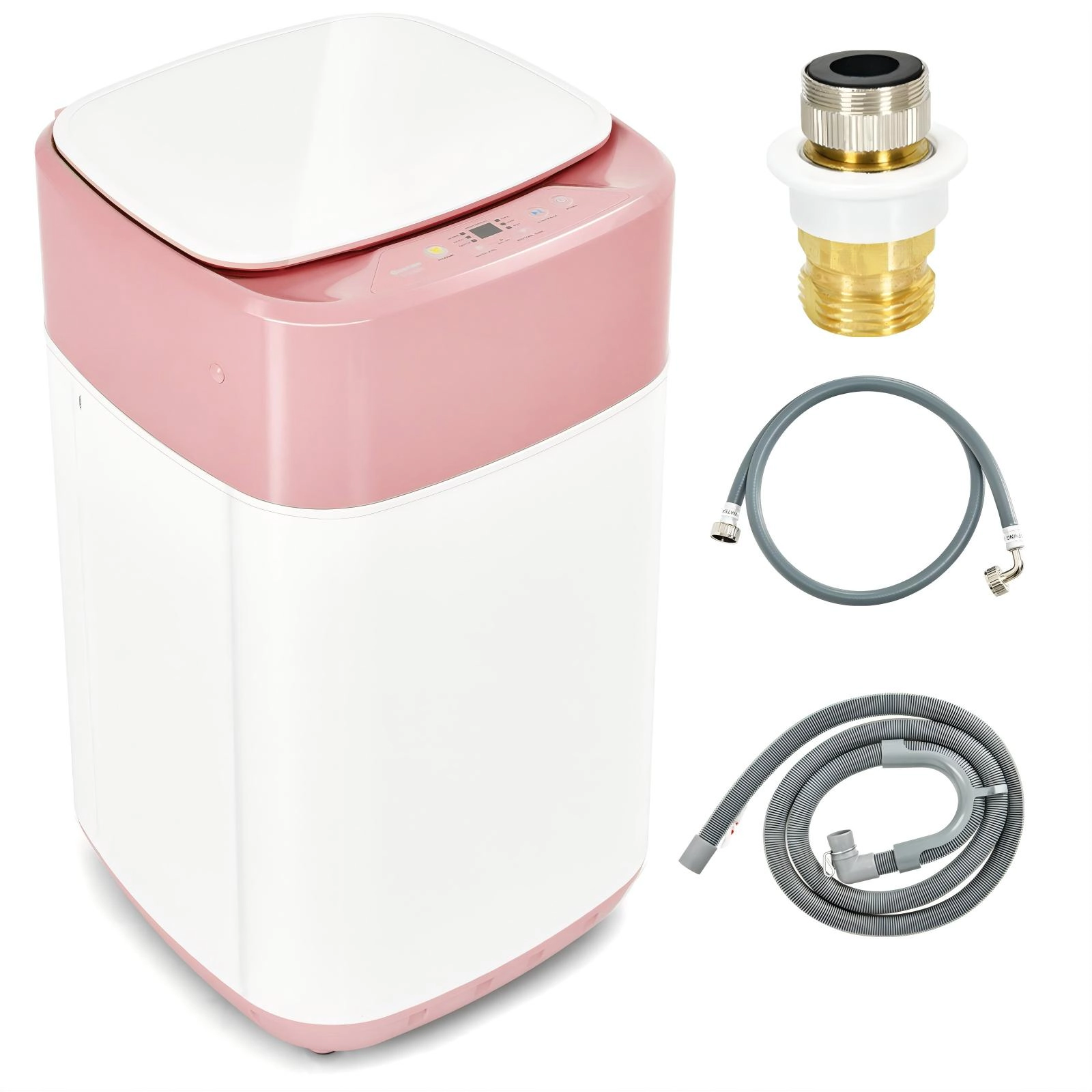 SUGIFT 8-lb Portable Fully Automatic Washing Machine with Drain Pump 1.0 cu.ft Tub 800RPM Compact 19.5-in Wide Pink