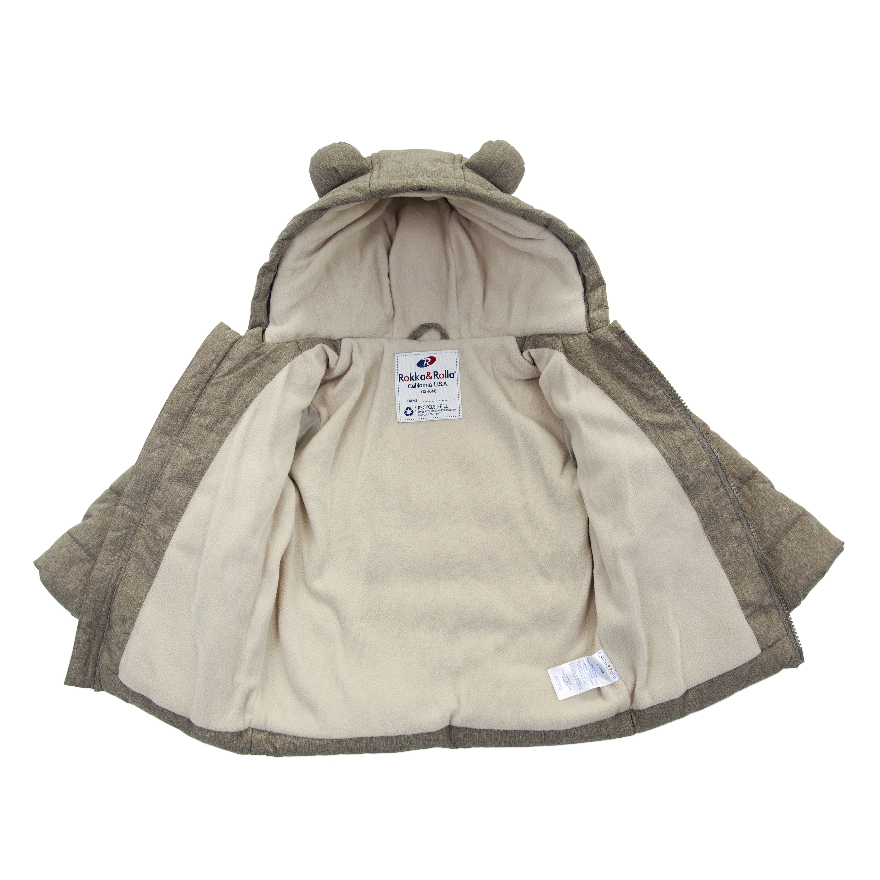 Rokka&Rolla Baby Boys Fleece Hooded Puffer Jacket
