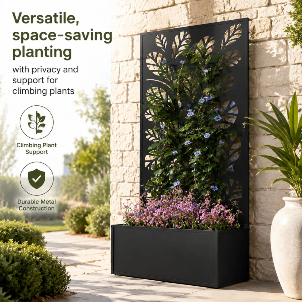 WOW PIONEER Tall Freestanding Metal Rectangular Planter