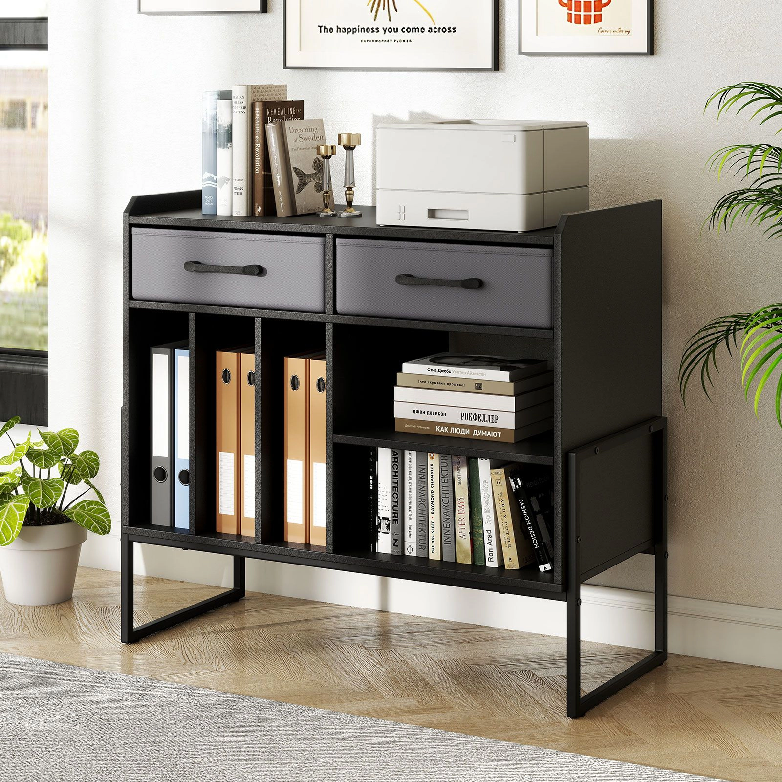 SlickBlue Large Record Player Stand with Vinyl Storage