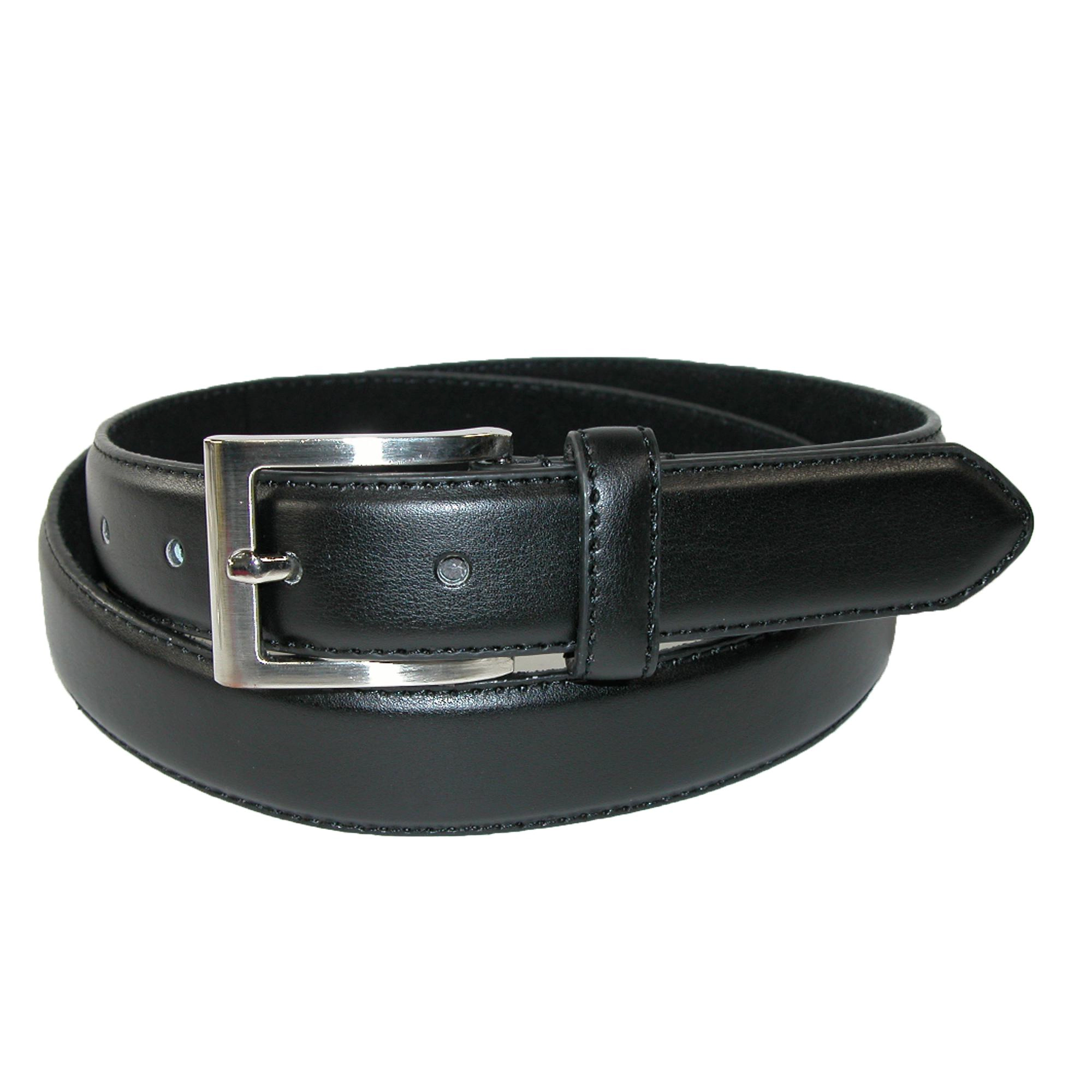 CTM Men's Big & Tall Leather Dress Belt with Silver Buckle (Pack of 2)