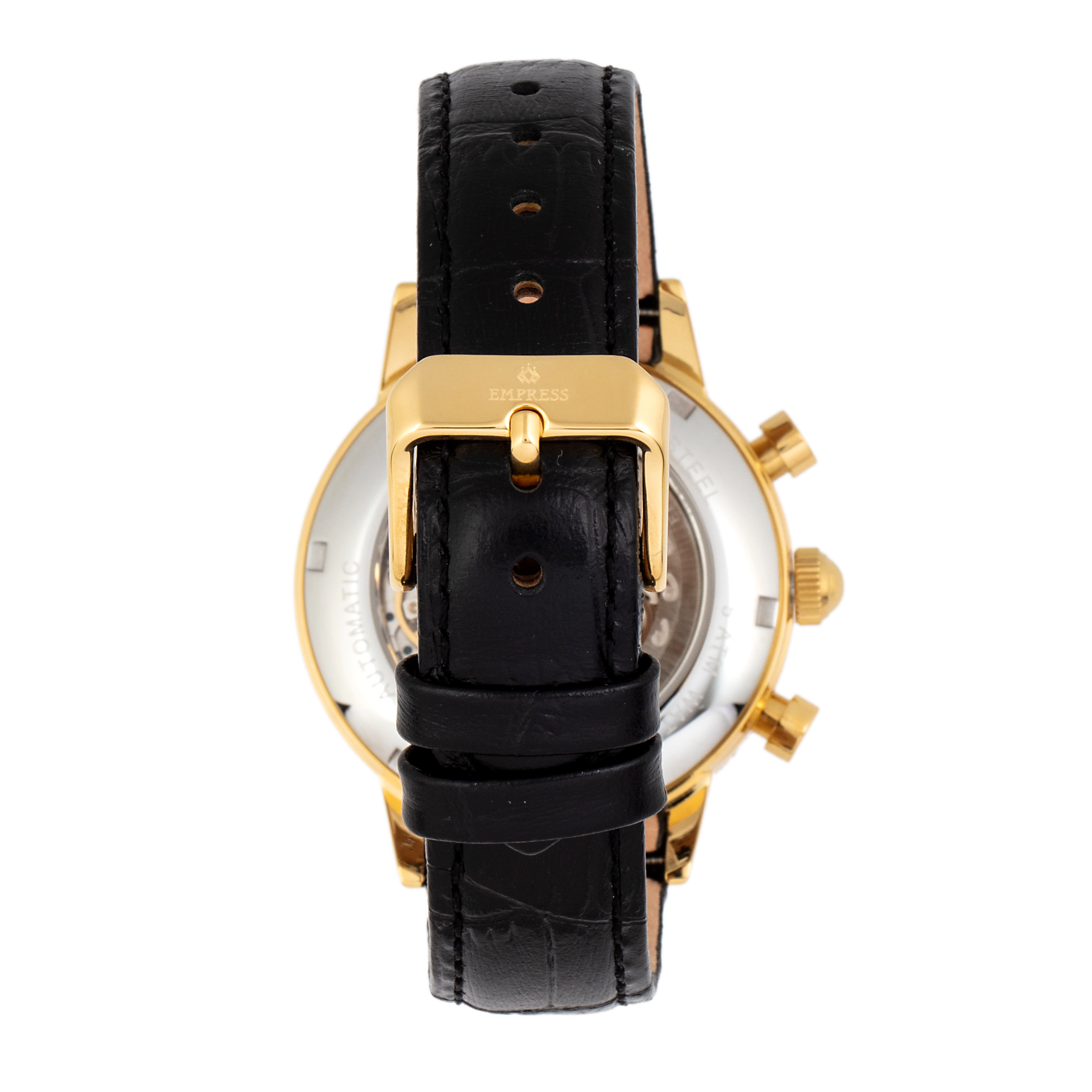 Empress Beatrice Automatic Skeleton Dial Leather-Band Watch w/Day/Date