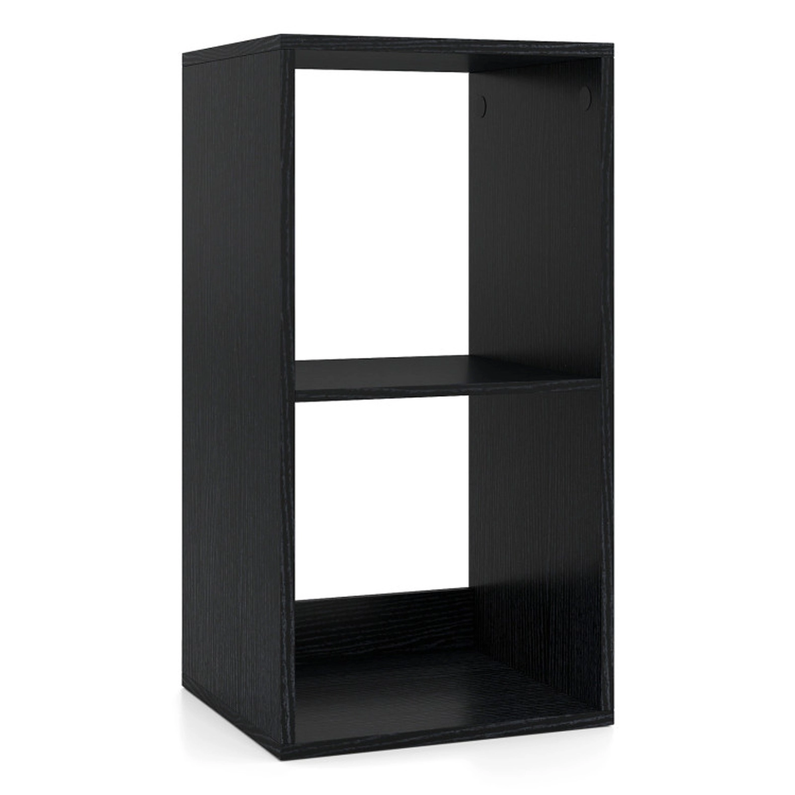SUGIFT 2-Cube 110-lb Capacity Black 27.5-in Small Bookshelf with Back Guardrail 2 Anti-Tipping Kits