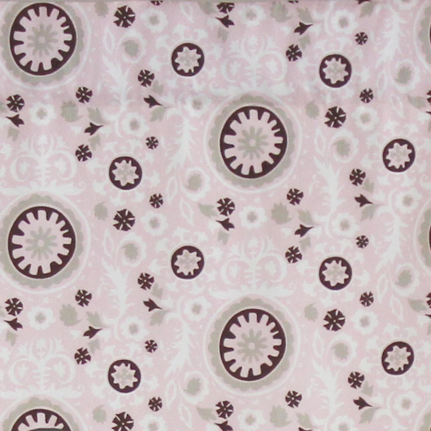 RLF Home Pin Wheel Provance 100% Cotton with Fully Lined 3" Rod Pocket Valnance for Windows 50" x 15" Pink
