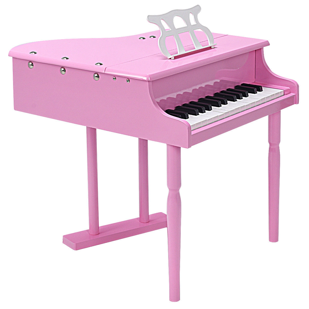 SUGIFT Pink 30-Key 110-lb Bench Capacity Kids Mini Grand Piano with Sheet Music Holder and Birch Legs