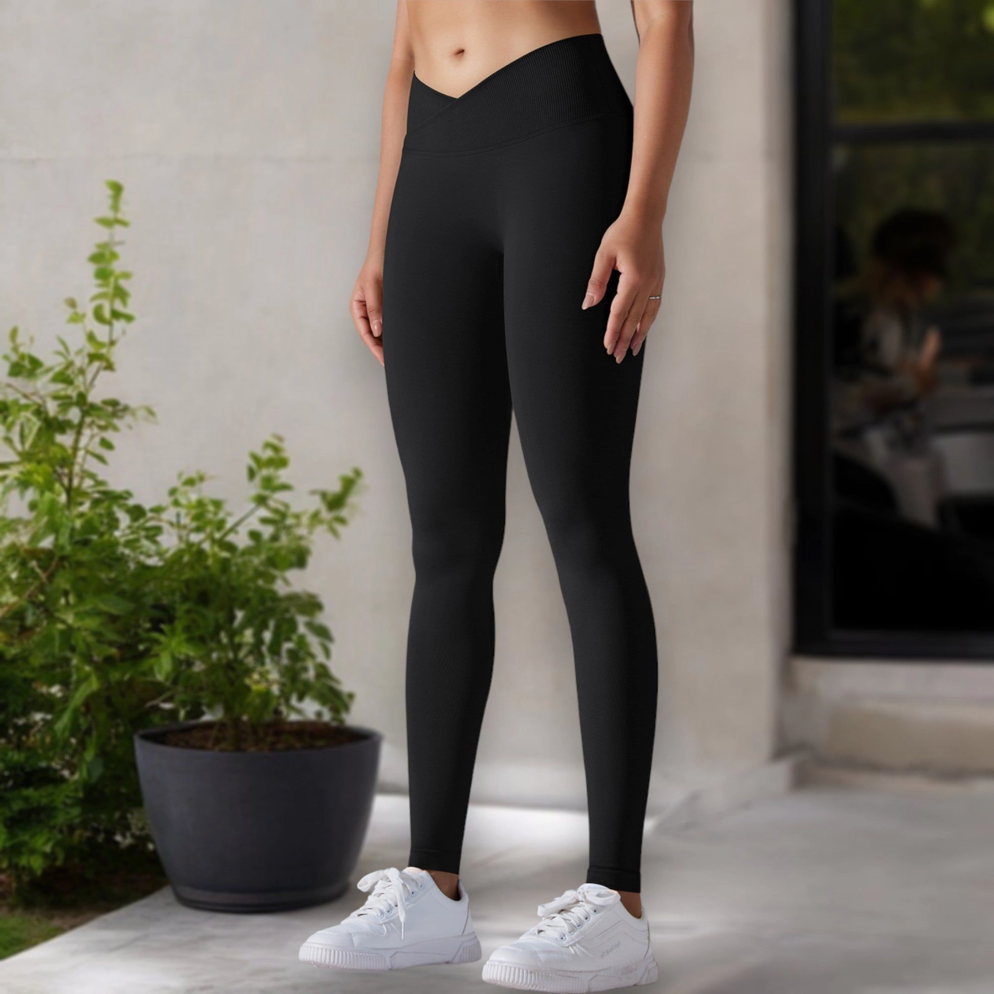 Anna-Kaci Active Women's High Waist Seamless Ribbed Full Length Leggings